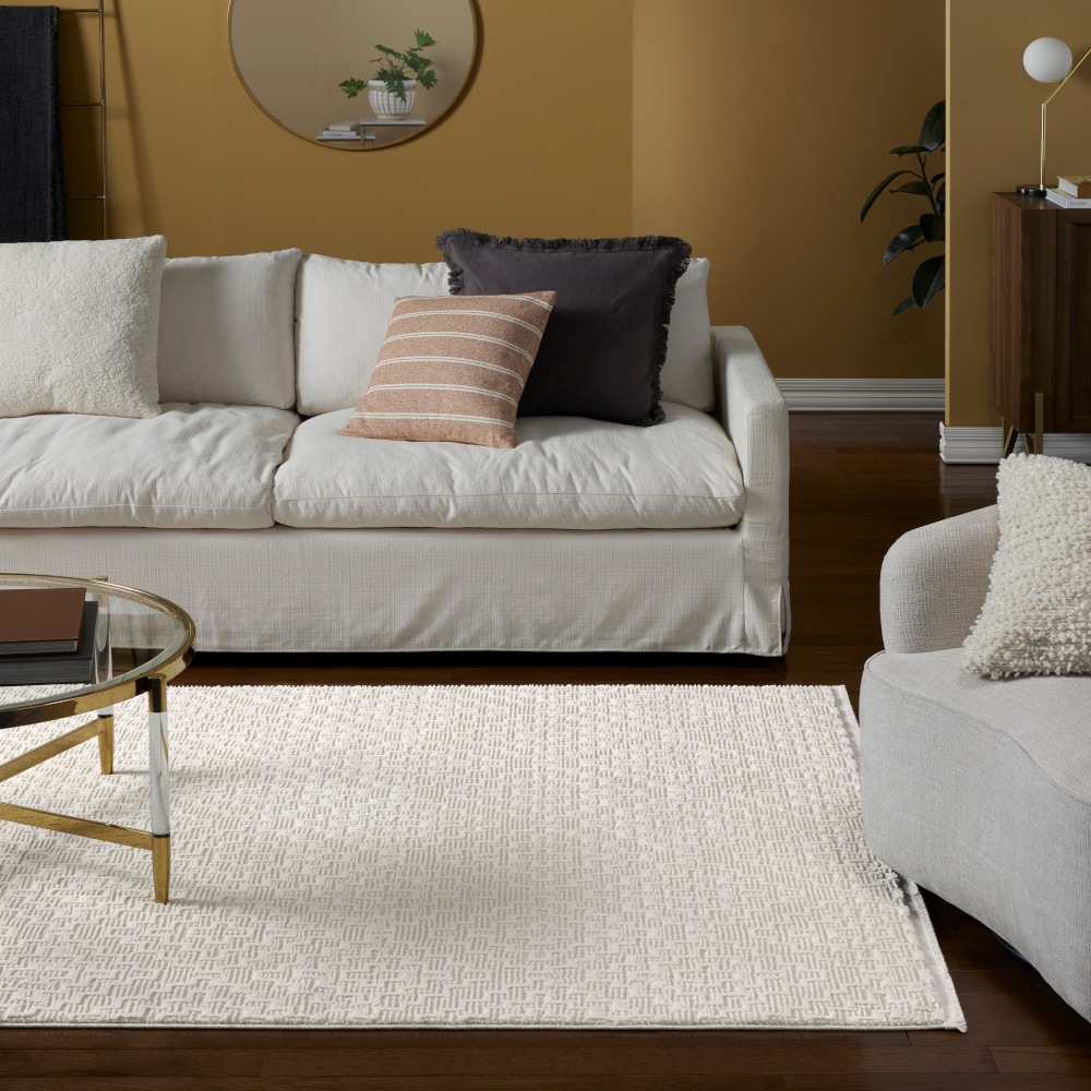 Town & Country Living 2-37410-100 Tretta 5 x 7 (ft) Loomed Polyester Ivory Rectangular Indoor Trellis Area rug