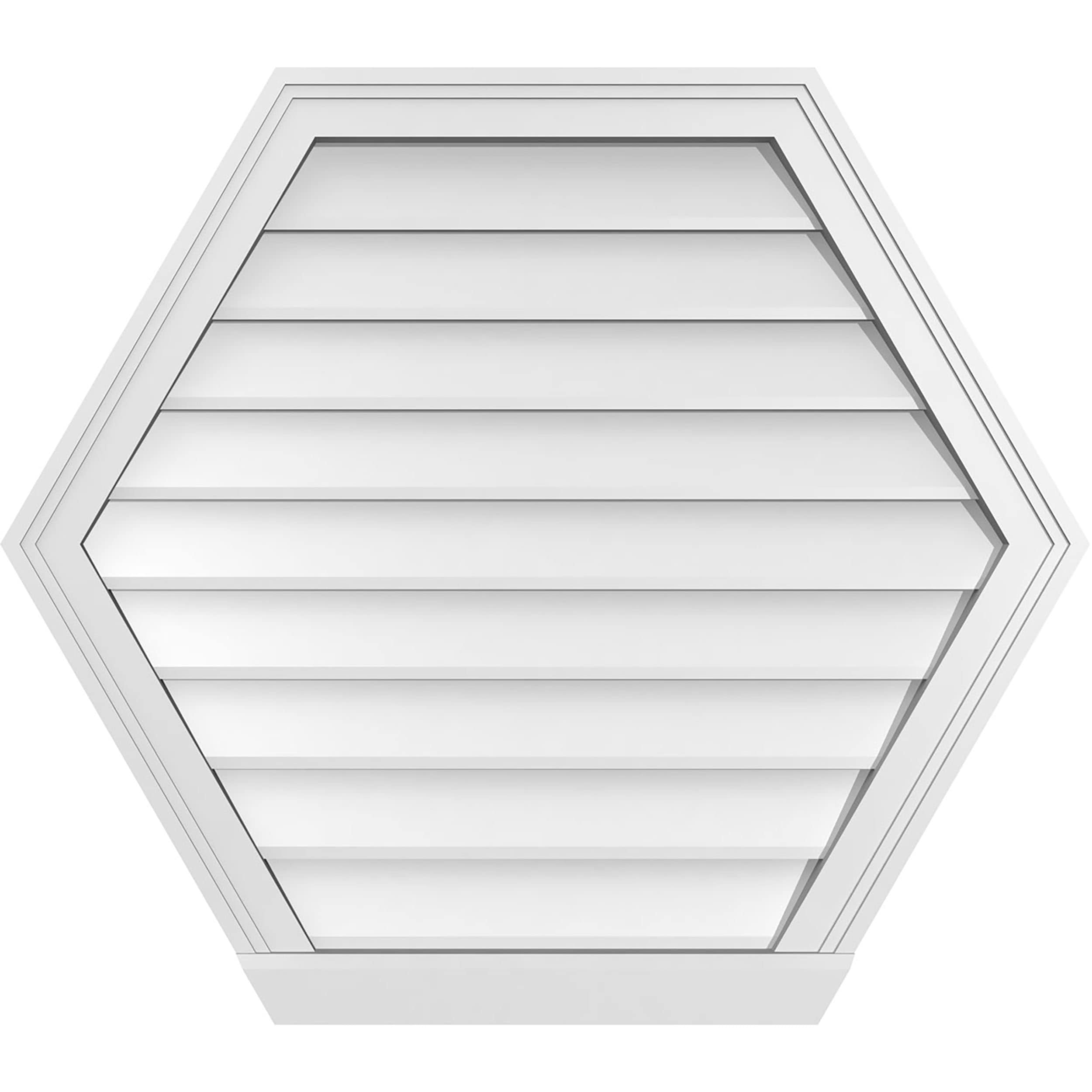 Ekena Millwork GVPHP32X2803SN 32-Inches x 28-Inches Off-white Peaked PVC Gable Louver Vent