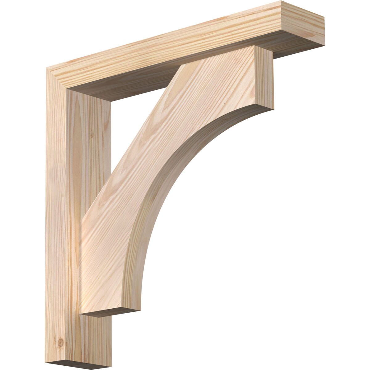 Ekena Millwork 1464608 Westlake Block Smooth Bracket with Offset Brace 3-1/2-in x 16-in x 16-in Douglas fir Brown Wood Standard bracket