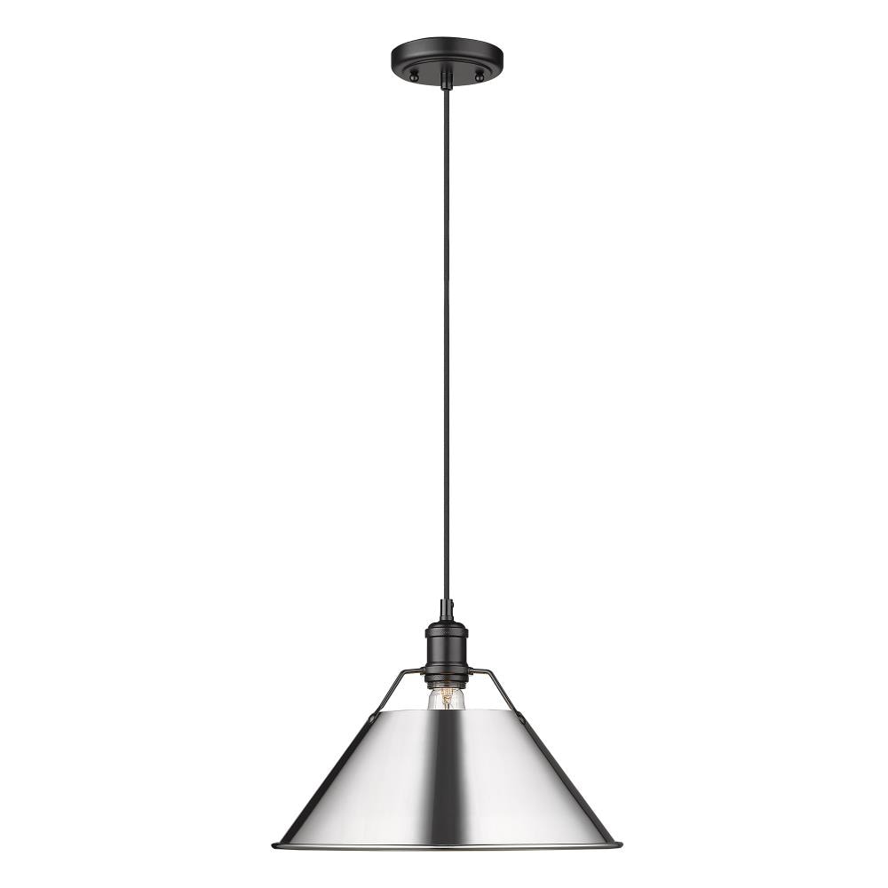 Golden Lighting 3306-L BLK-CH Orwell Matte Black Industrial Dome Mini Hanging Pendant light