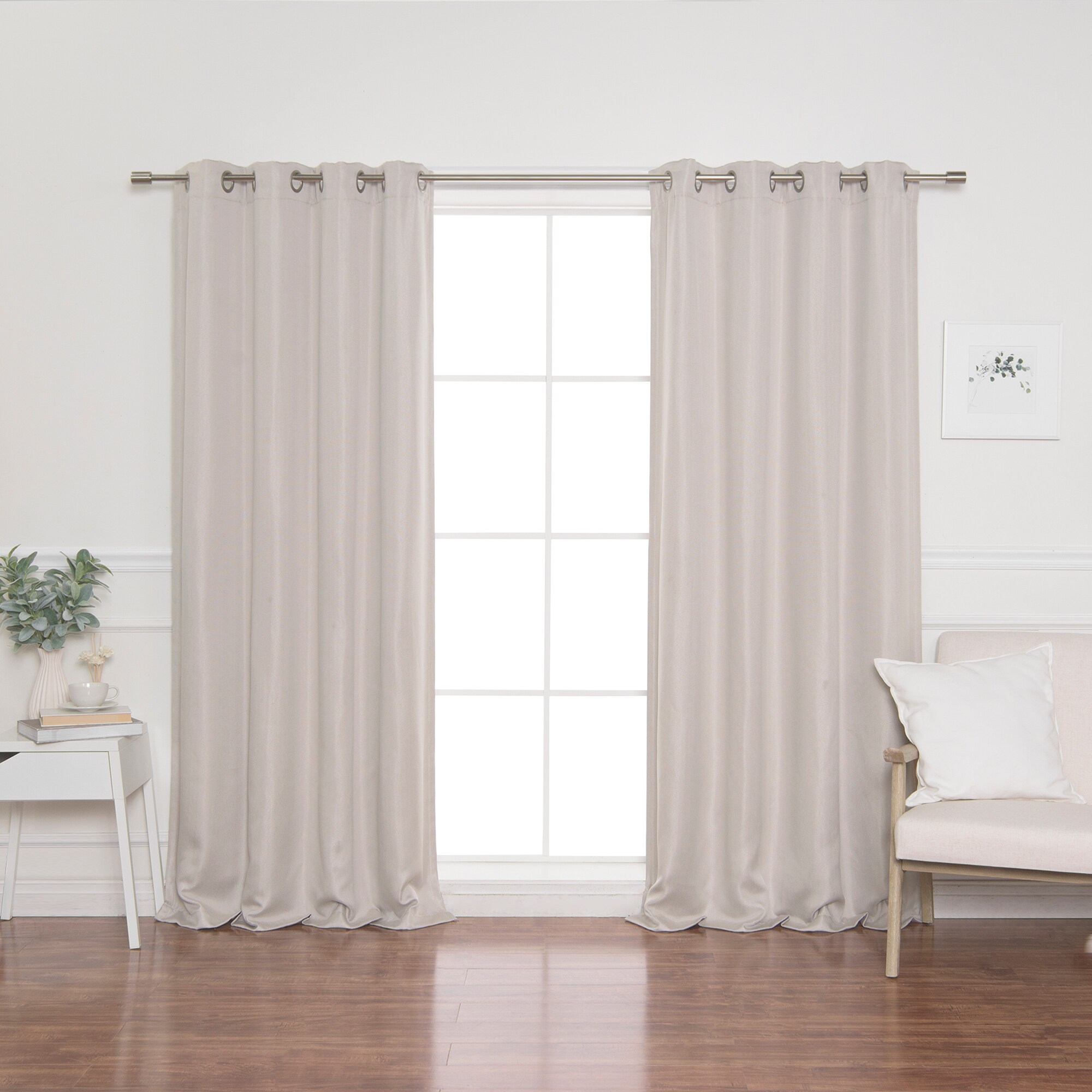 Best Home Fashion JC-05-GS-96-BEIGE 96-Inches Beige Blackout Grommet Curtain panel pair
