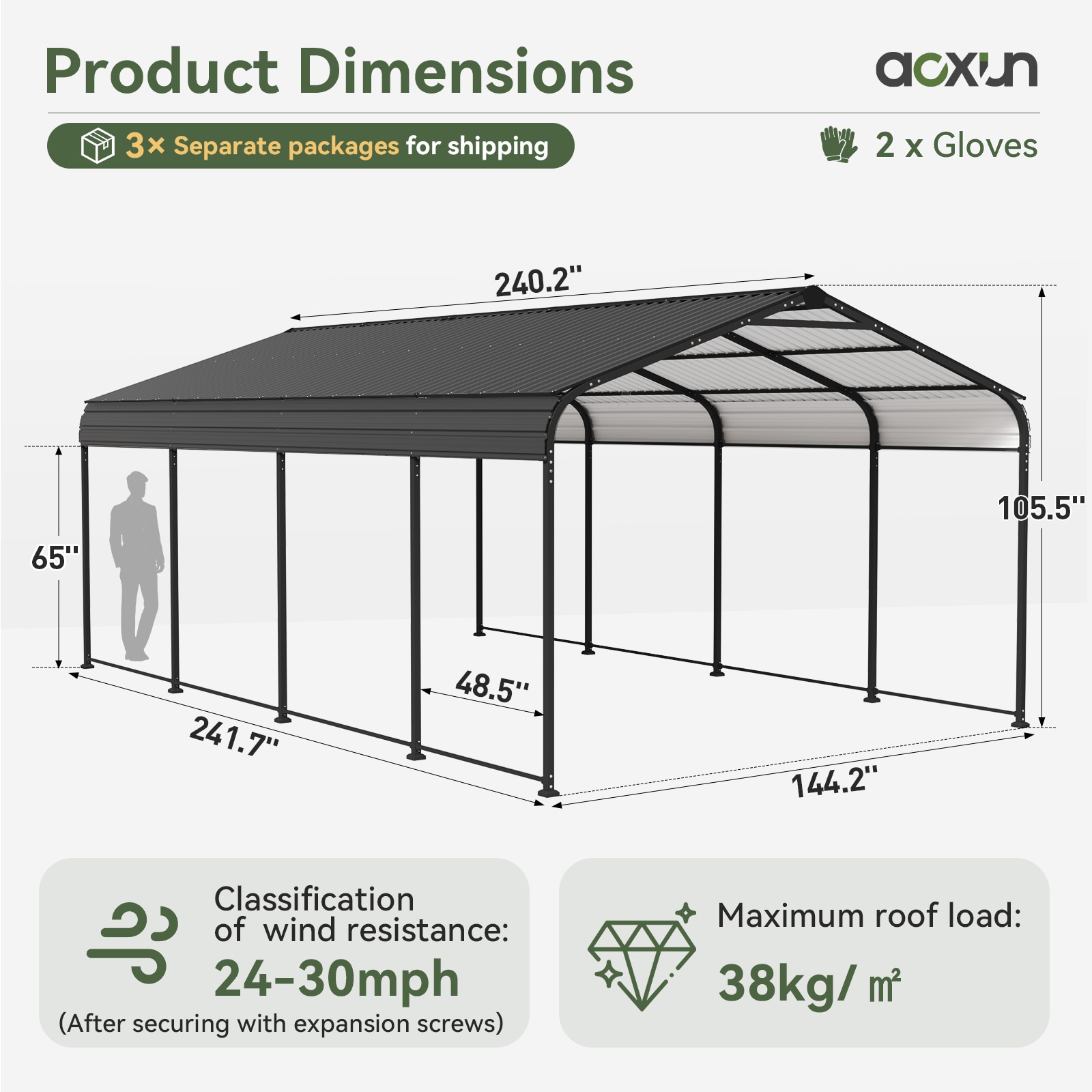 AOXUN AX-77BK49 Carport-Covers - View #6