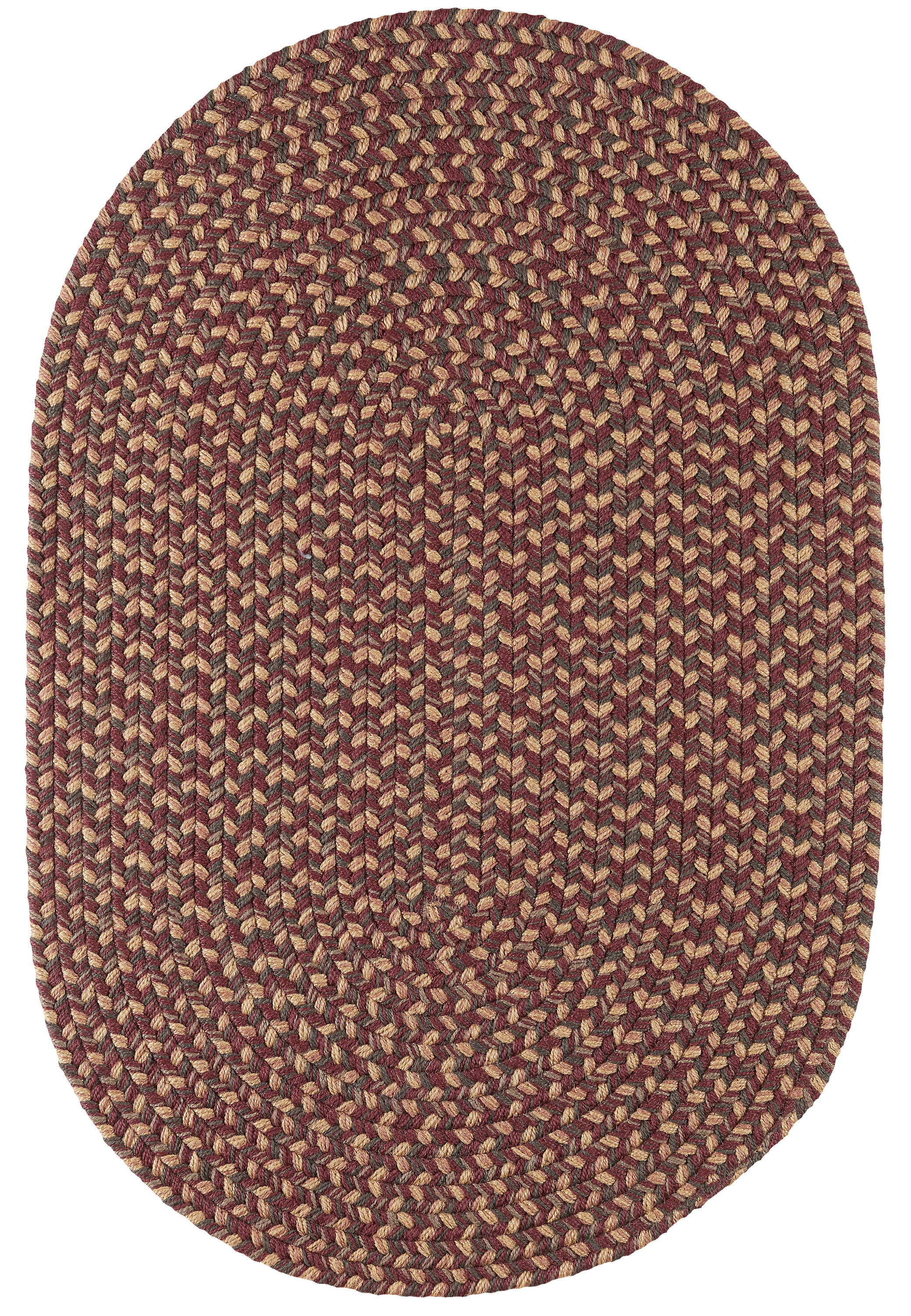 Rhody Rug CD46R036X060 3 x 5 (ft) Braided Polypropylene Garnet Oval Indoor/Outdoor Geometric Area rug