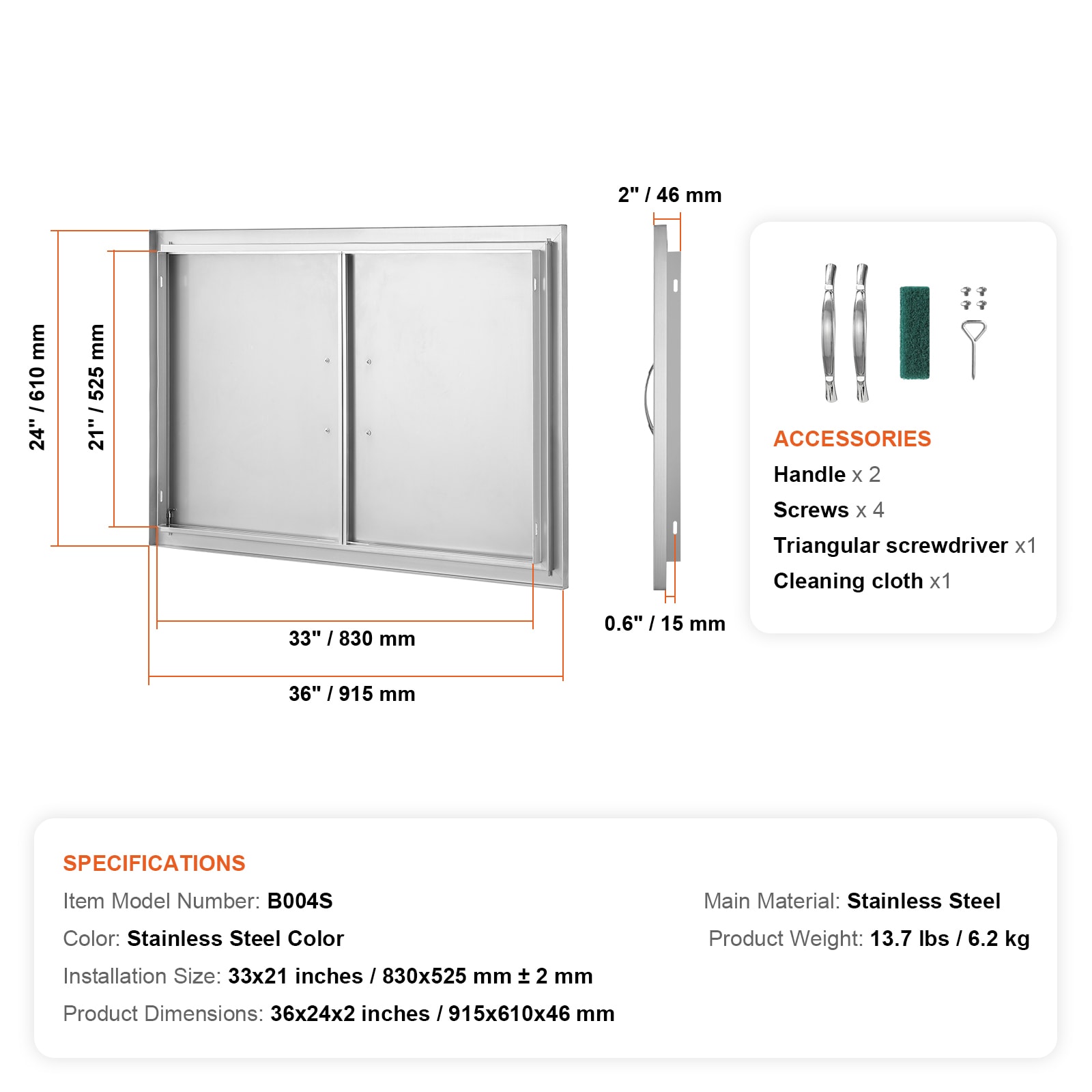 VEVOR SMMBSCJMYS36WMLACV0 Builtin-Grill-Cabinet-Parts - View #10