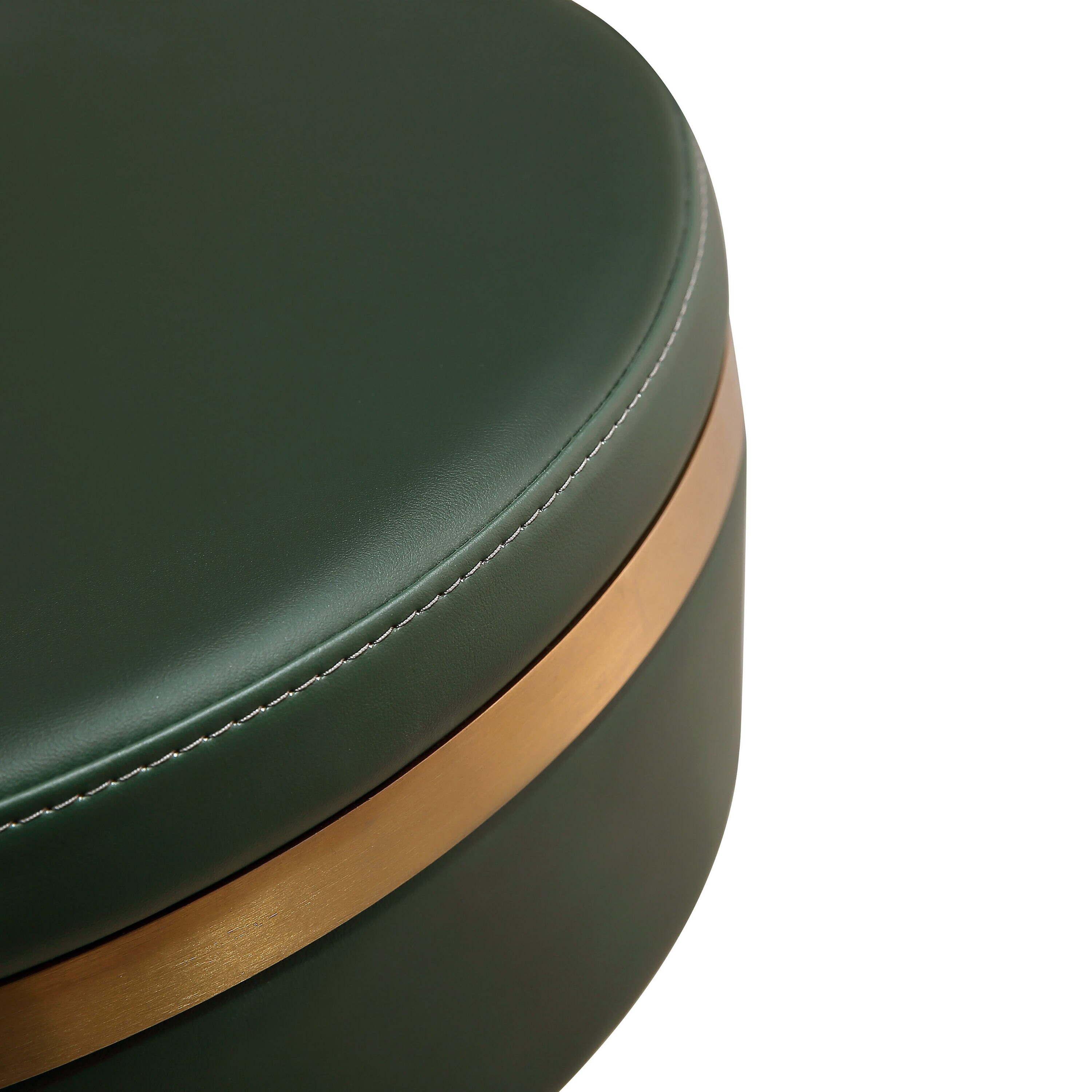 Malachite Green and Gold Adjustable Swivel Stool with Vegan Leather