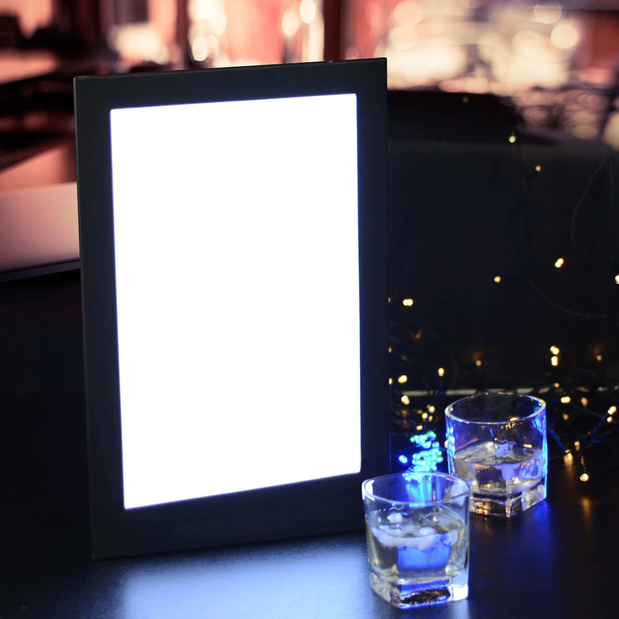 Yescom 26MNC013-L8X14SX4-LO WeChef 4 Pack LED Backlit Menu Cover Leatherette Wine List Check Bill Holder Displayer Single Panel Fits 8x14IN Paper