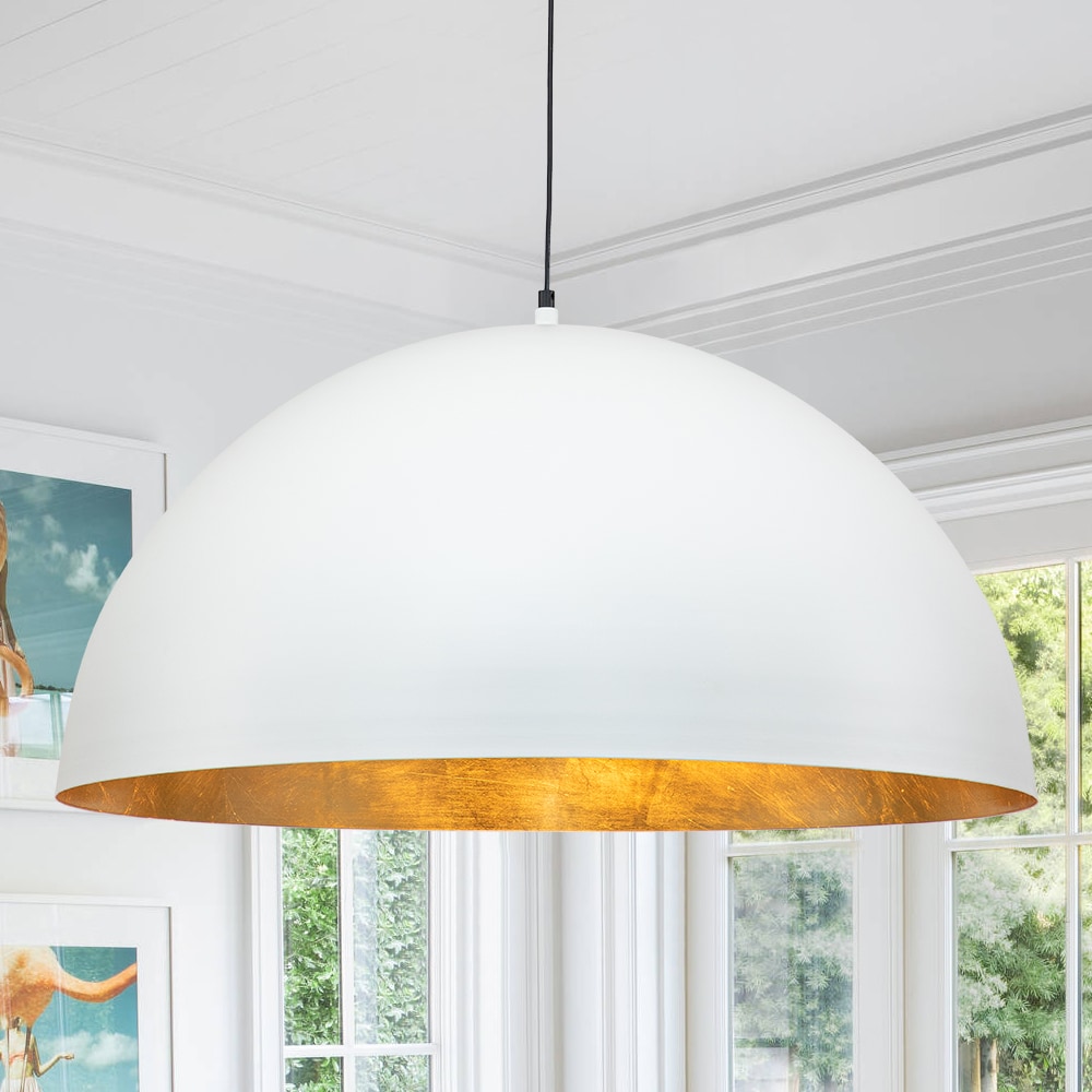 Zicbol 5 -Light White Industrial Metal Dome Large Hanging Pendant Light