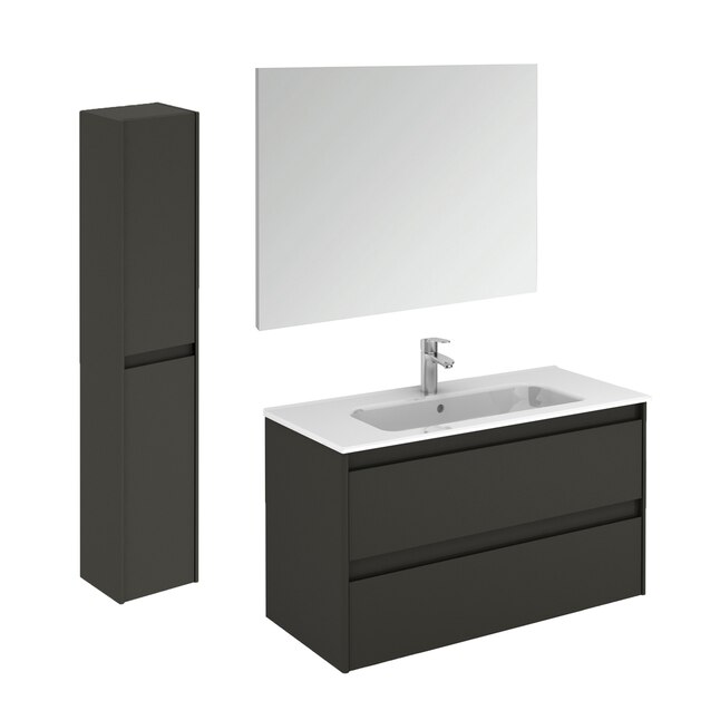 WS Bath Collections Ambra Vanities 40-in Glossy Anthracite Single Sink ...
