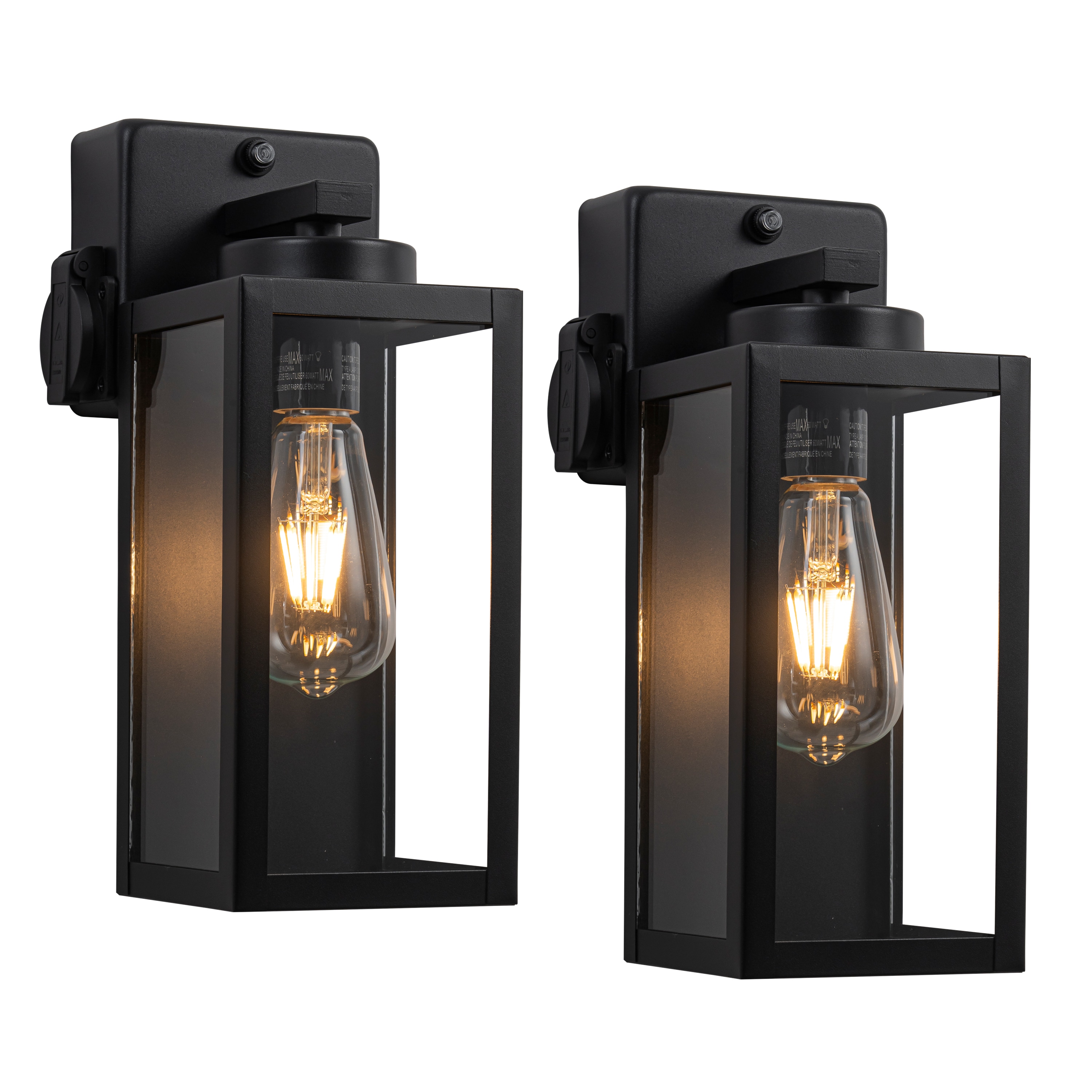 C Cattleya LCA2563-LIN-2W 2 -Pack 1 -Light 12.5-in H Matte Black Hardwired Dusk to Dawn