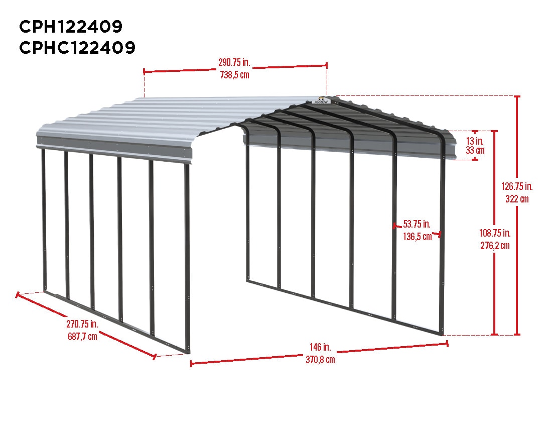 Arrow 12-ft x 24-ft Metal Single Car Garage Building