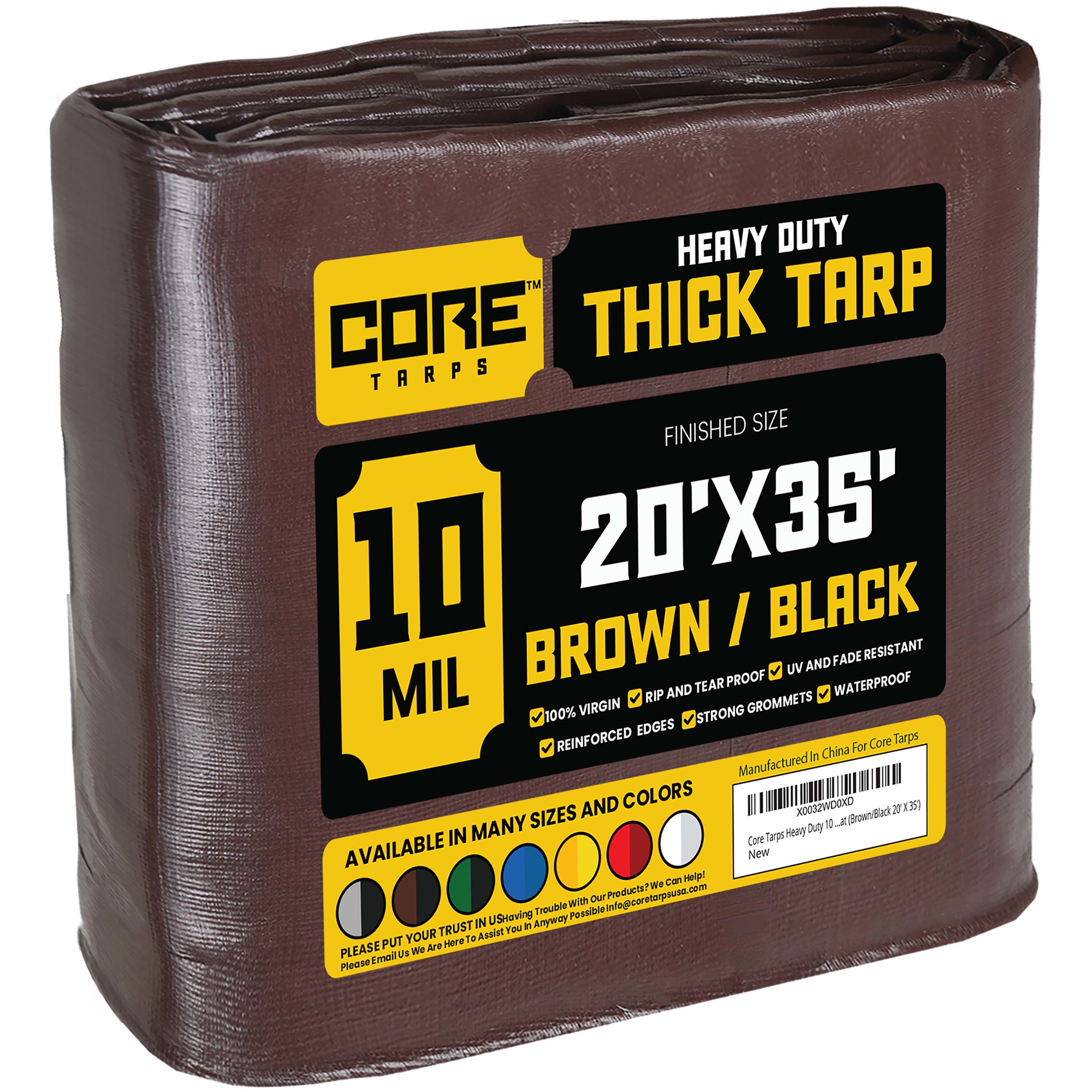 Core Tarps CT-602-20X35 20-ft x 35-ft Brown Waterproof Commercial Polyethylene 10-Mils Tarp