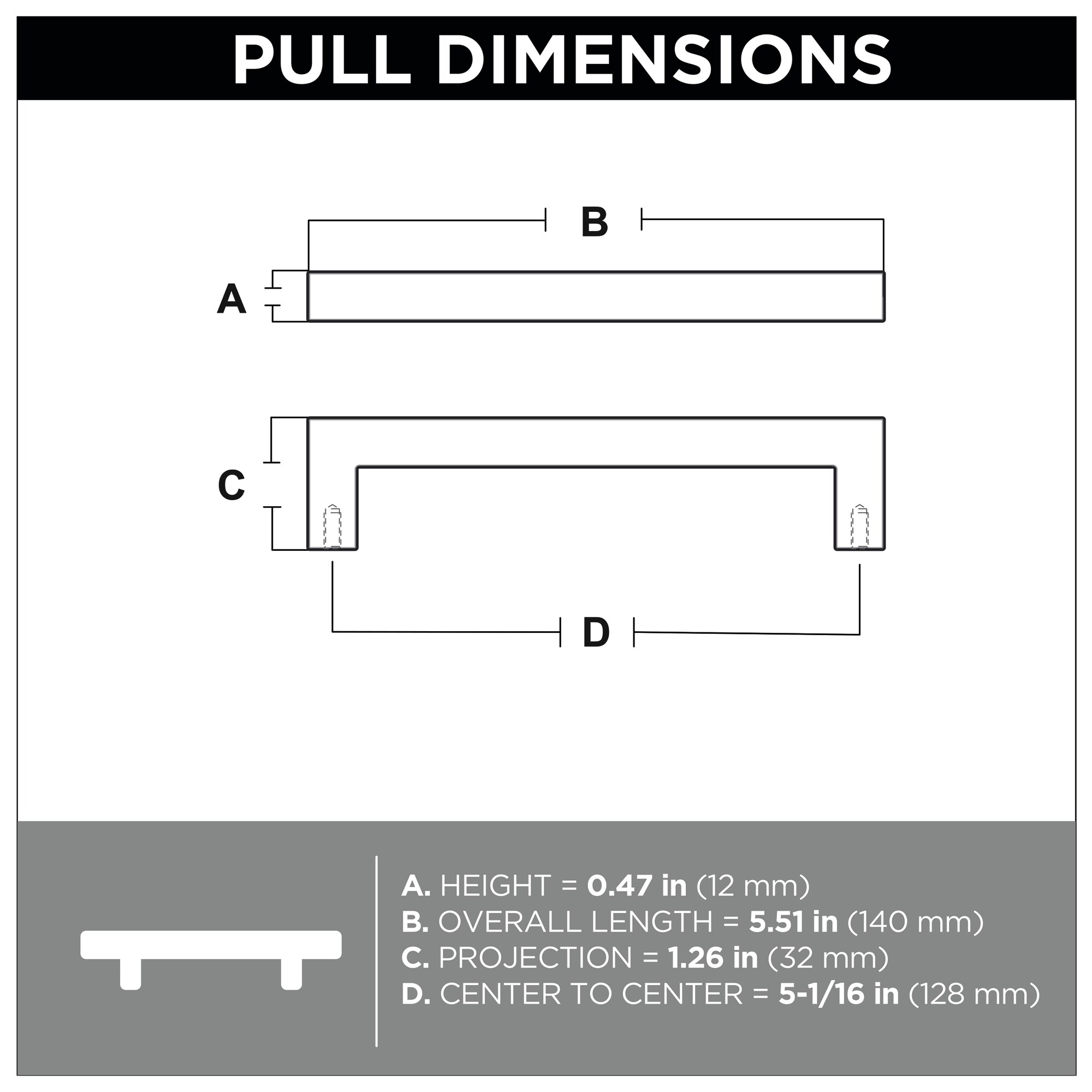 Brainerd Square 5-1/16-in Center to Center Matte Black Square