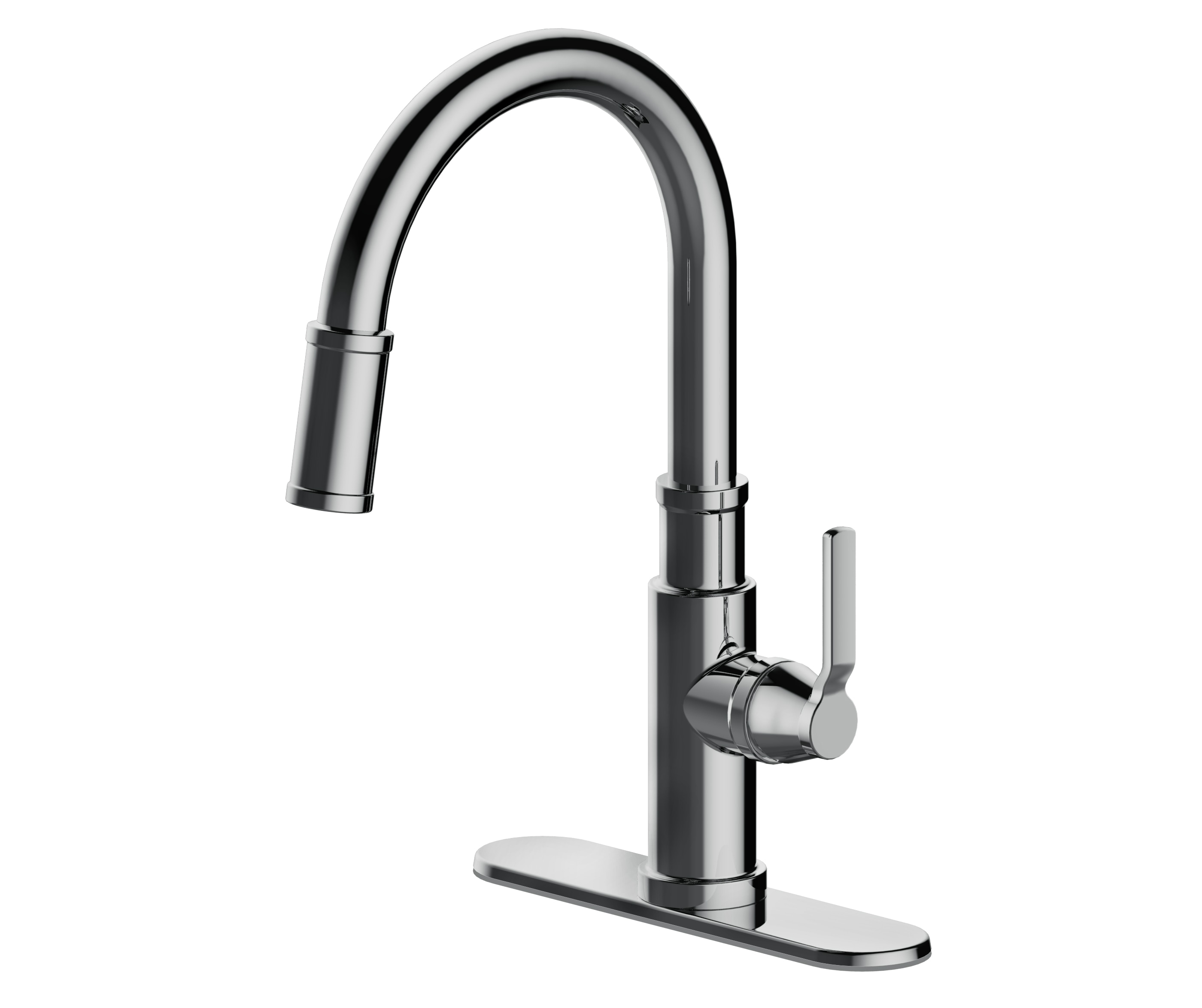 allen + roth Bryton Stainless Steel Single Handle Pull-down Kitchen Faucet  with Deck Plate in the Kitchen Faucets department at