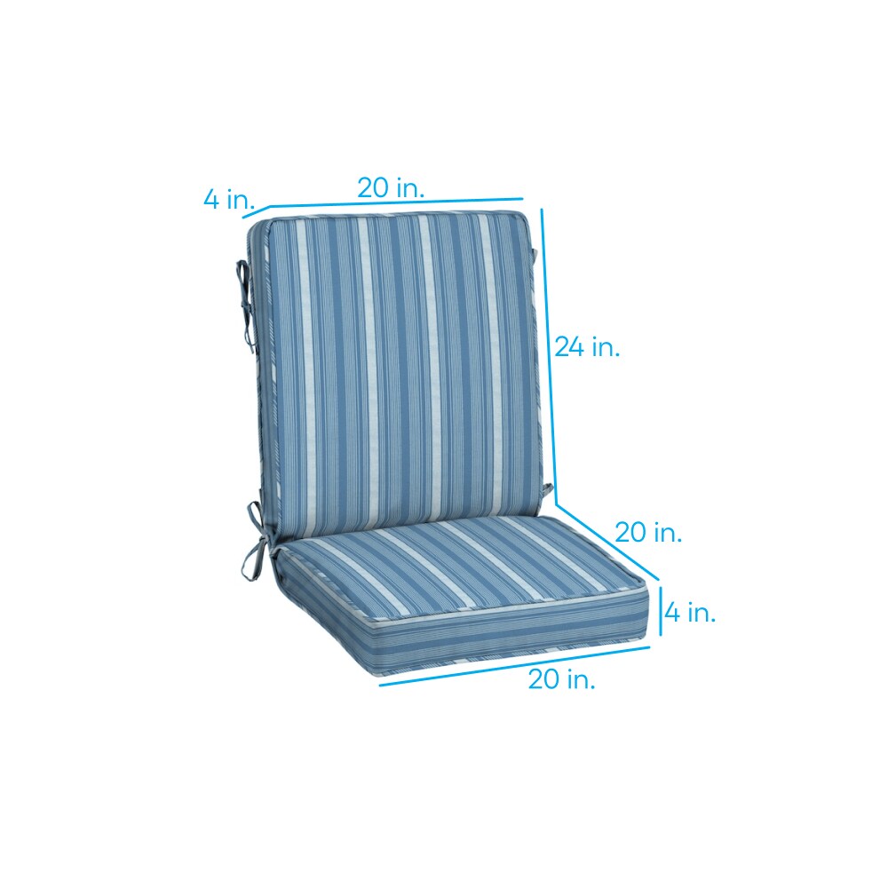 allen roth 20 in x 20 in Cornflower Shoreham Stripe High Back Patio Chair Cushion in the Patio Furniture Cushions department at Lowes