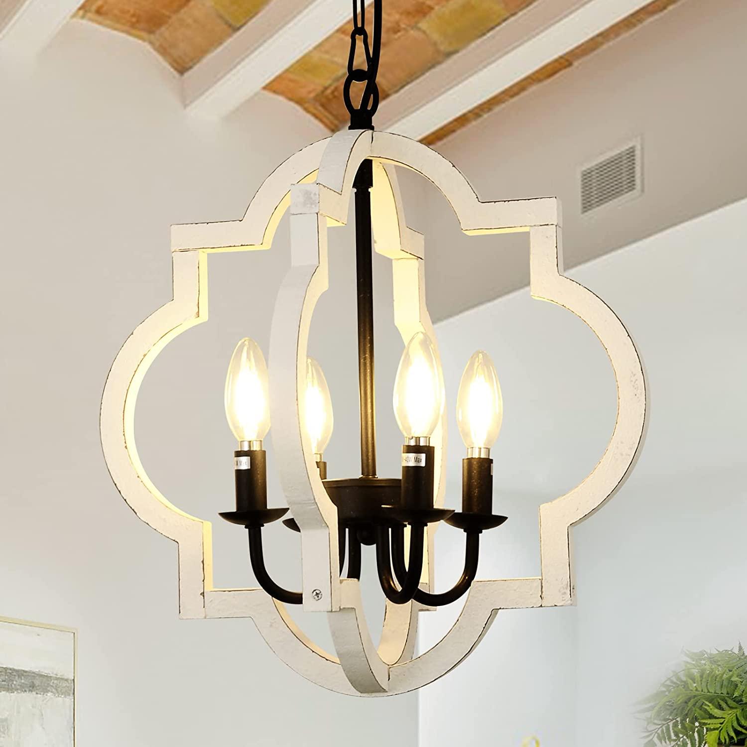 BABOOM Chandelier 4-Light White Modern/Contemporary Dry Rated ...