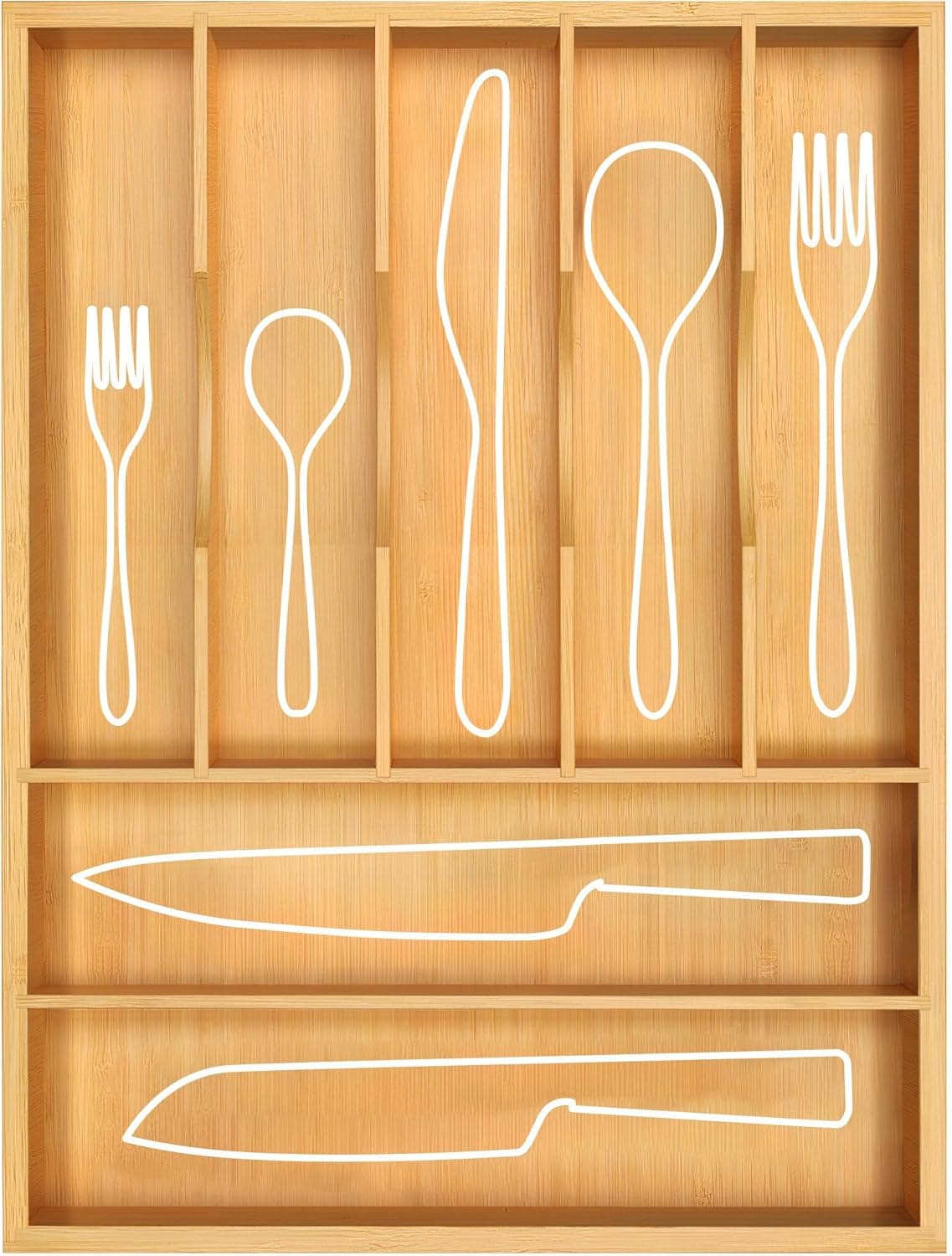 Royal Craft Wood Bamboo Kitchen Drawer Organizer (Beige, 7-slot)