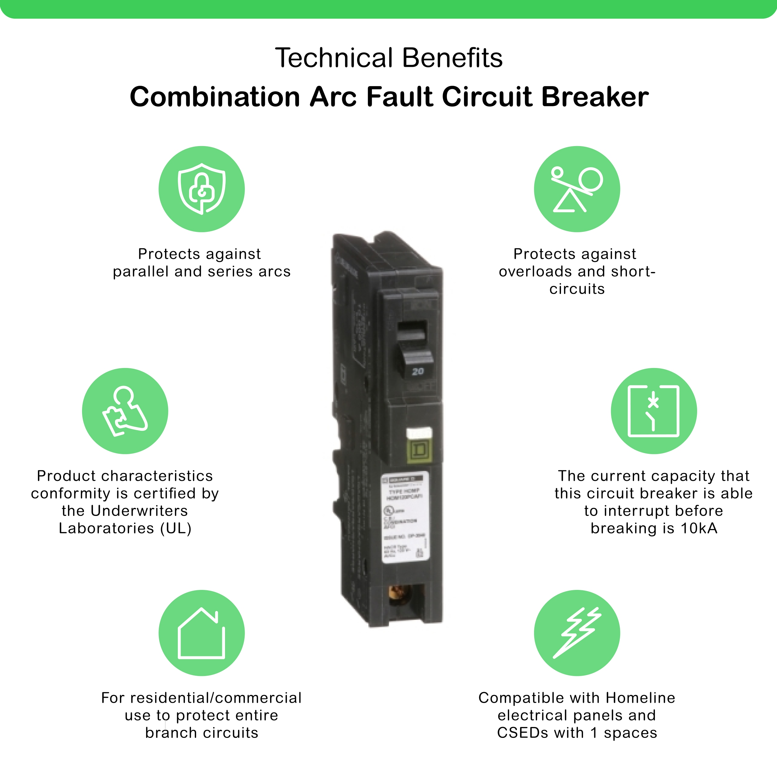 Square D Homeline 20-Amp 1-Pole Combination Arc Fault Circuit Breaker