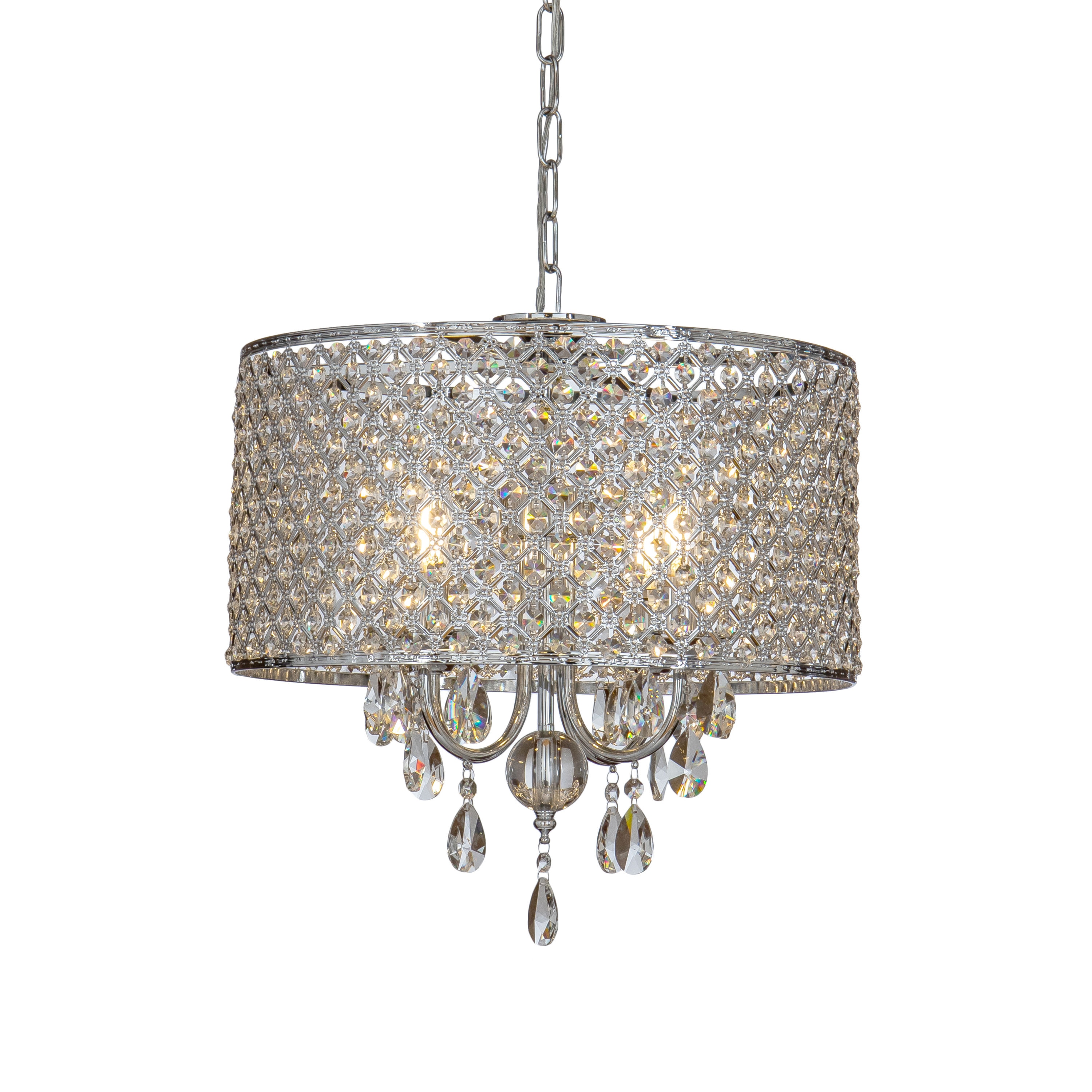 AloaDecor Lighting 4-Light Chrome Farmhouse Crystal Chandelier In The ...