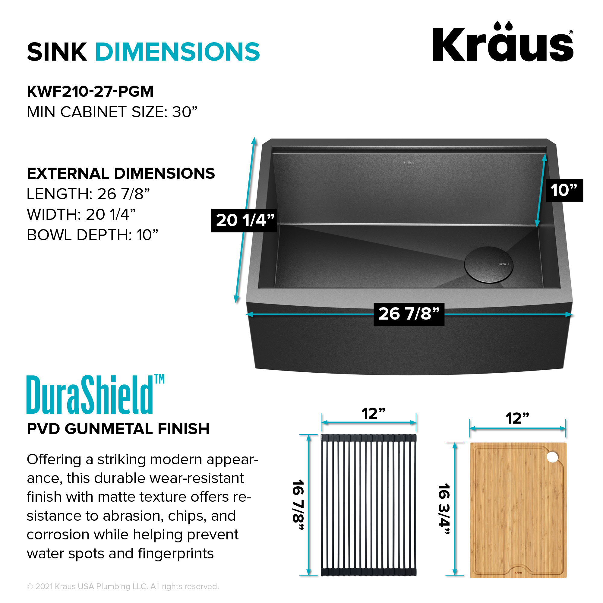 Kraus KWF210-27-PGM Kitchen-Sinks - View #8