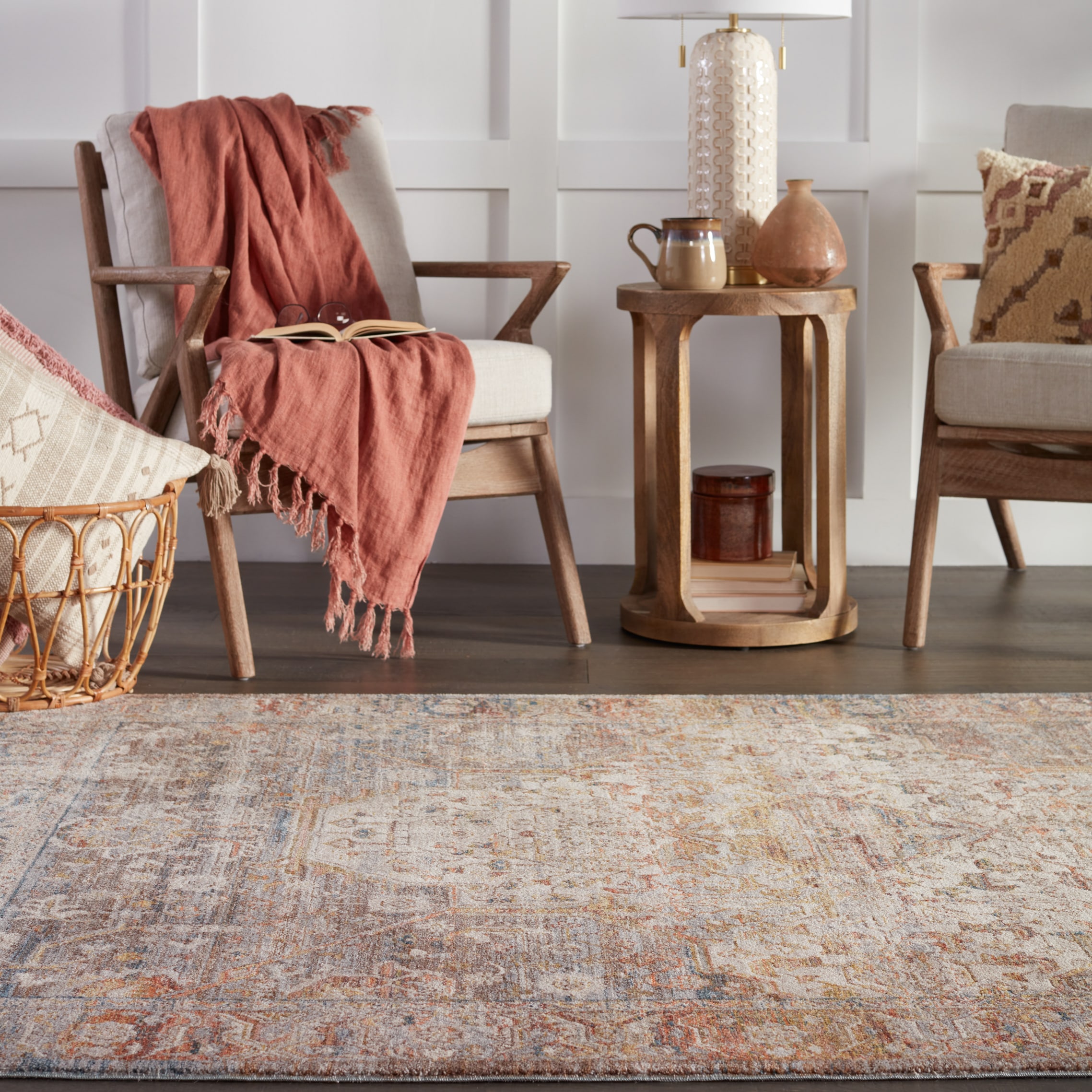 Reversible Clarimond Blue Medallion Synthetic Area Rug