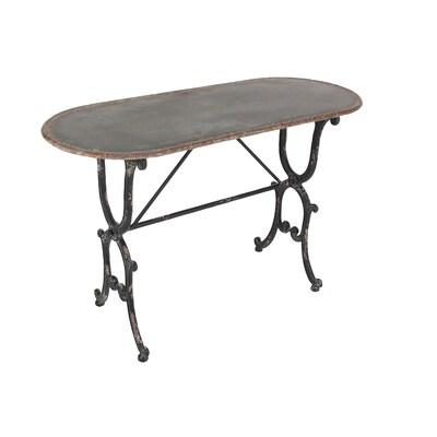 Farmhouse Console Table Grey Metal, Iron Garden Console Table