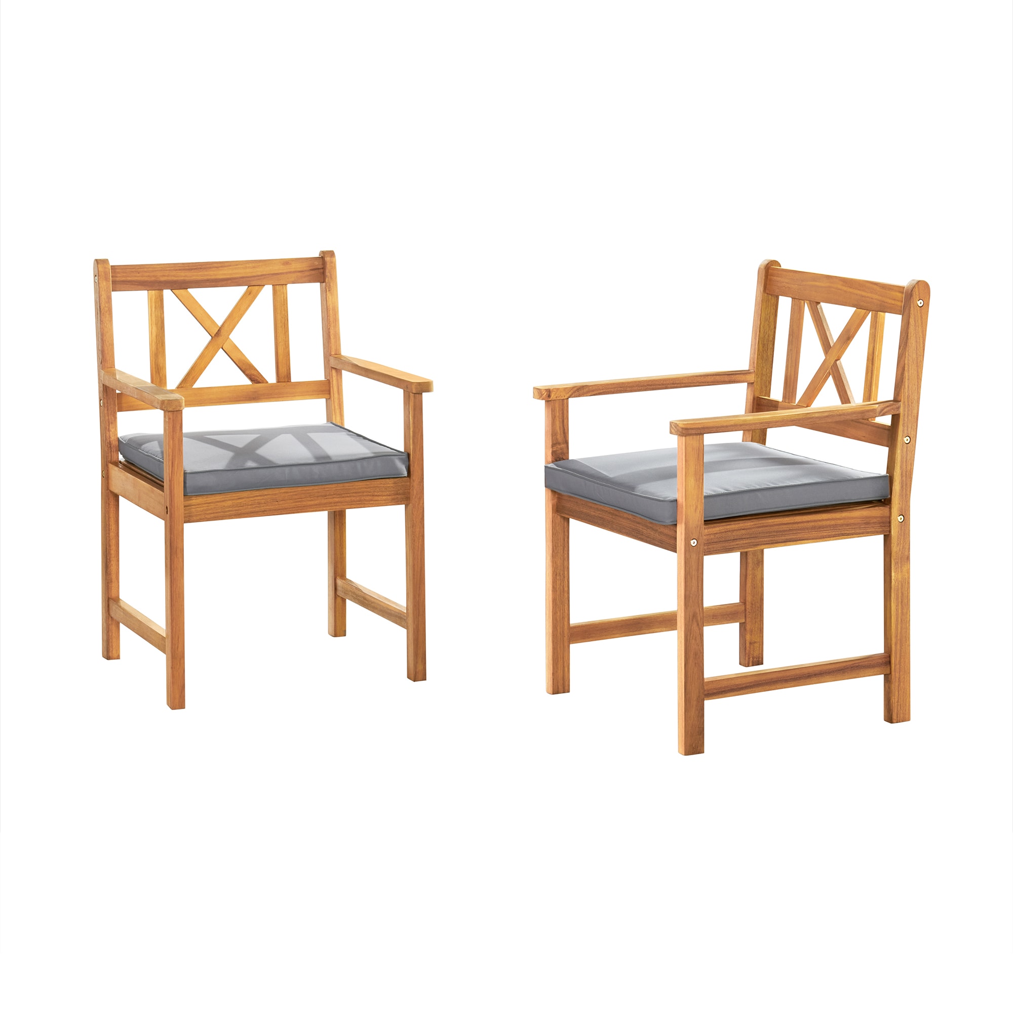 Alaterre Furniture ANMC04ANO Manchester Set of 2 Light Brown Wood Wood Frame Stationary Conversation Chair with Gray Cushioned Seat