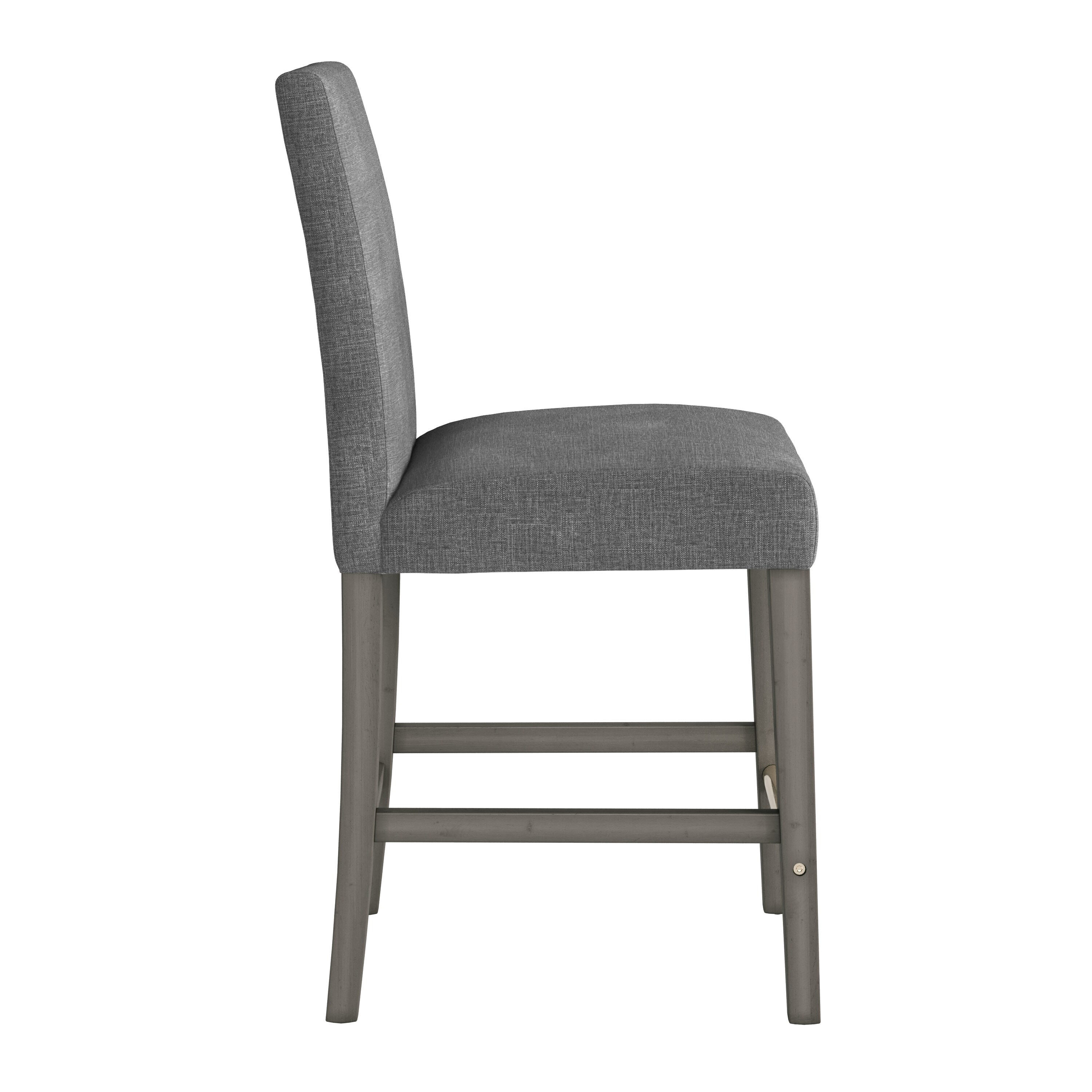 Laura Gray Fabric and Wood Counter Height Barstool with Steel Footrest