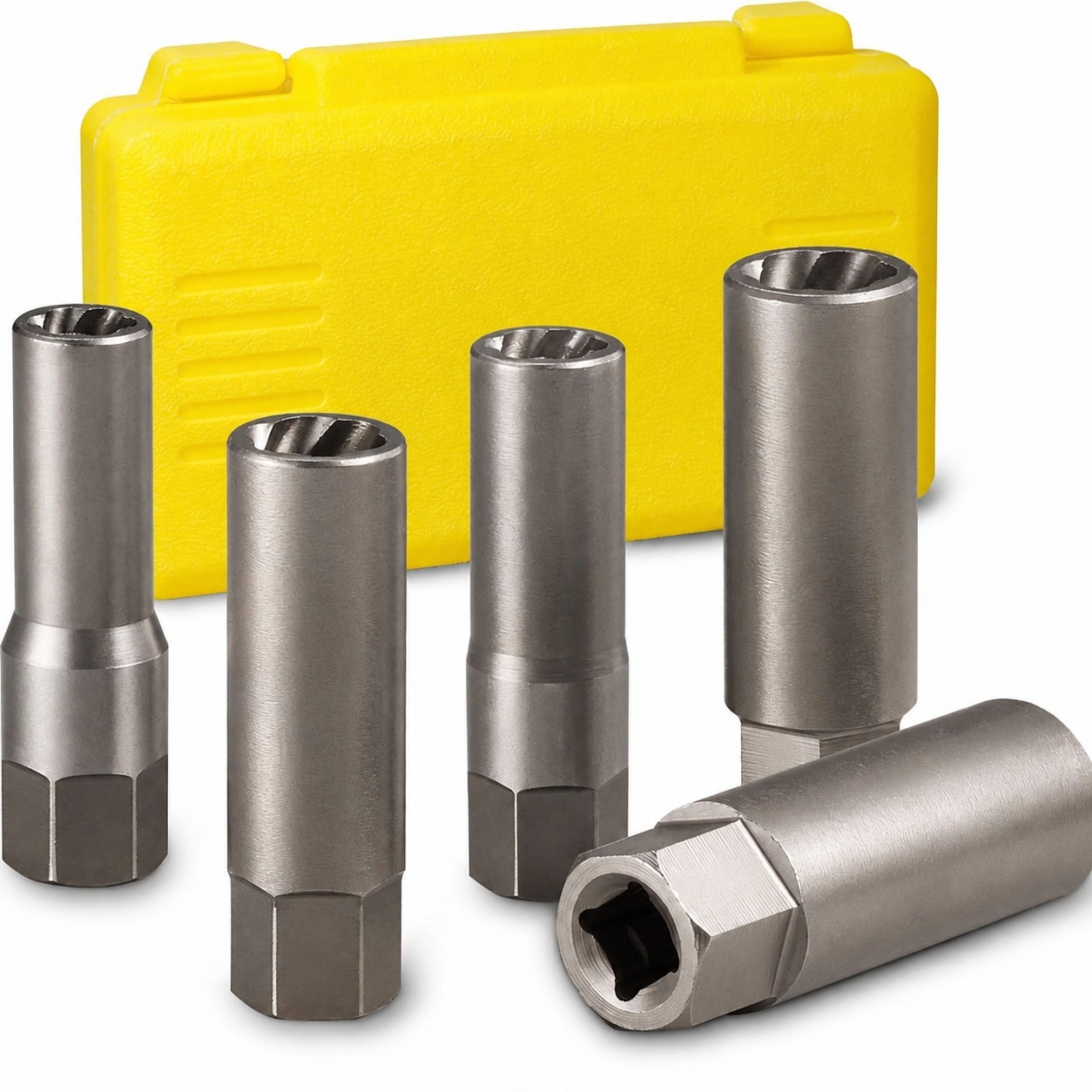 Linder Group Inc Spiral Type Deep Extractor Set 5 Piece for Removing Broken Bolts Studs Fittings Threaded Pipes and Pins Spark Plug Easy Out Tool with Case #L3II3DGA