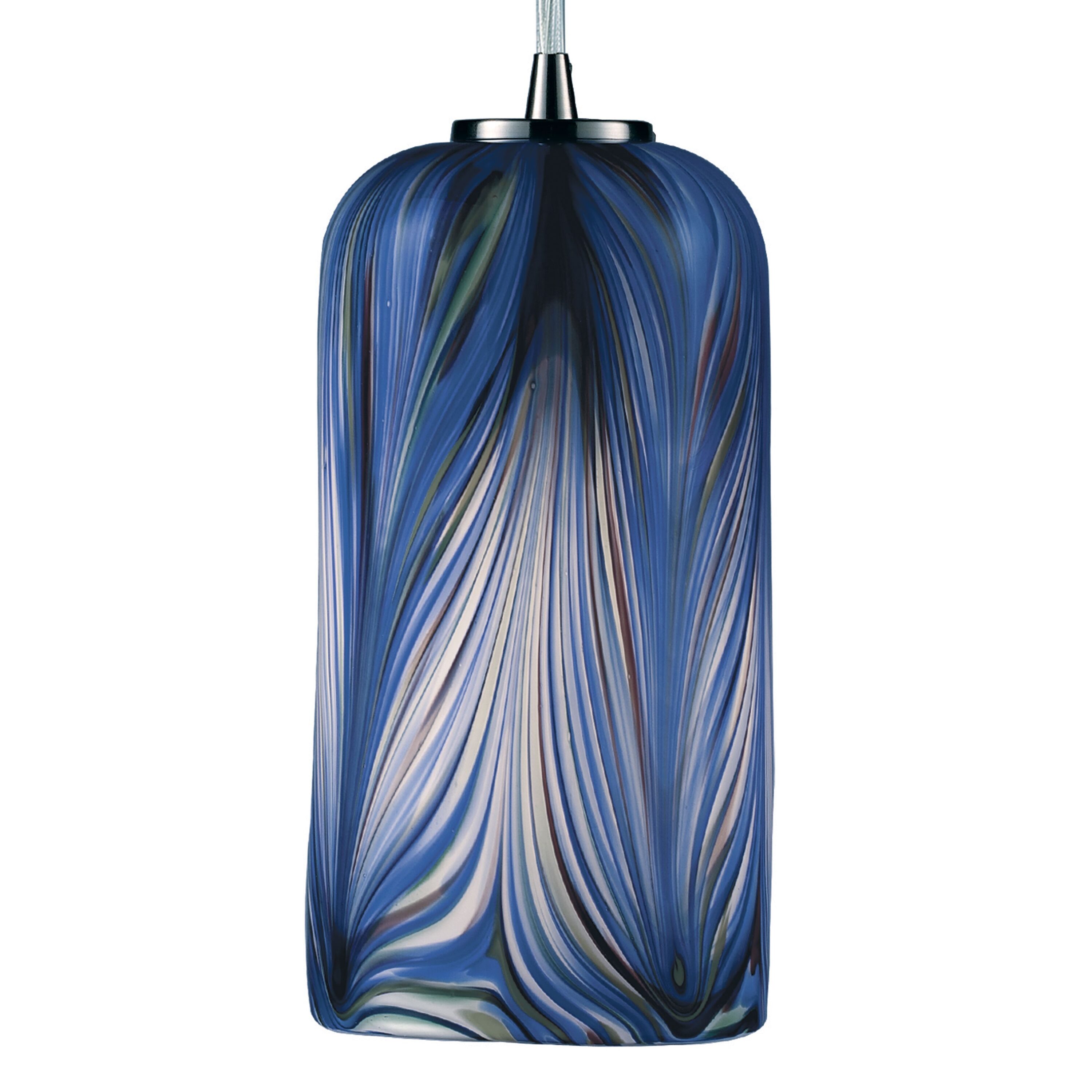 Molten Ocean Glass 1-Light Mini Pendant in Satin Nickel