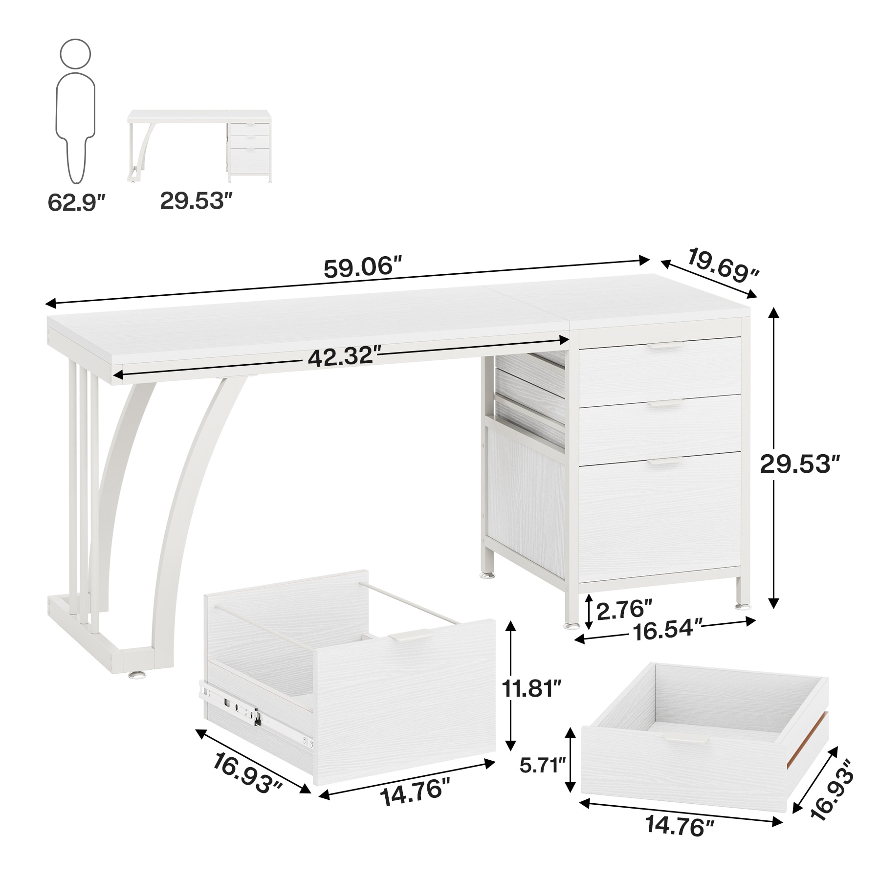 Fnova LWTJ-JW0731 Office-Tables - View #4
