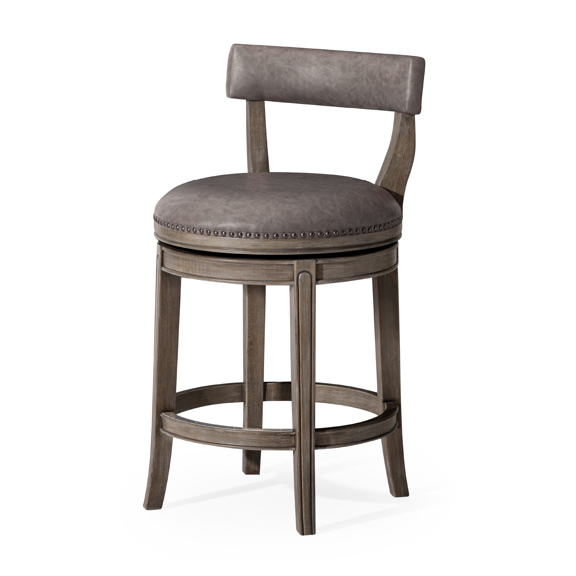 Maven Lane ML109321-PCS-RO 26in Alexander Counter Stool in Reclaimed Oak Finish with Ronan Stone Vegan Leather