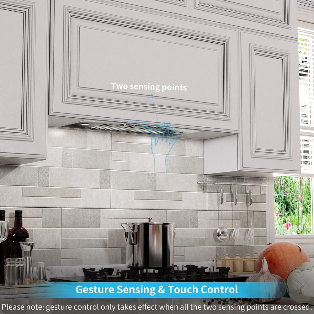 IKTCH 36 in. 900 CFM Ducted Insert with LED 4 Speed Gesture Sensing and Touch Control Panel Range Hood in Stainless Steel