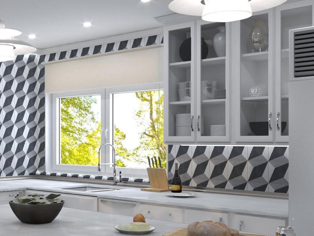 Luv Charmed Blue and Gray 8" Glazed Porcelain Tile