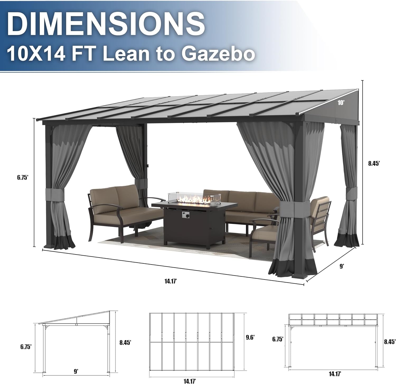 ALAULM LS-1014WMGB-GREY Wood-Resin-Gazebos - View #6