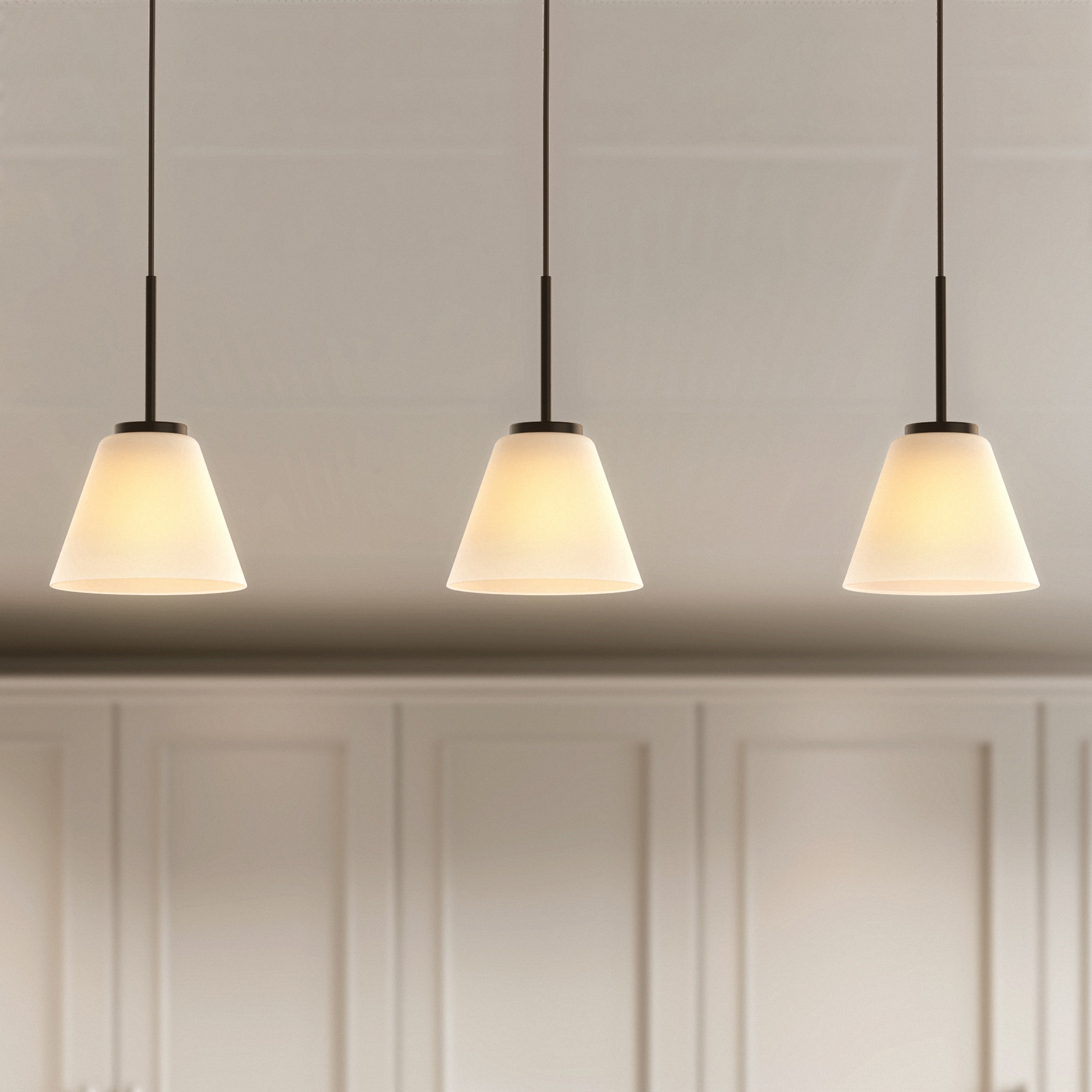 YANSUN LA-ZY-IP19201CBL-11 3 -Light White White Cone Glass Shade Modern/contemporary White glass Cone Large Hanging Pendant light