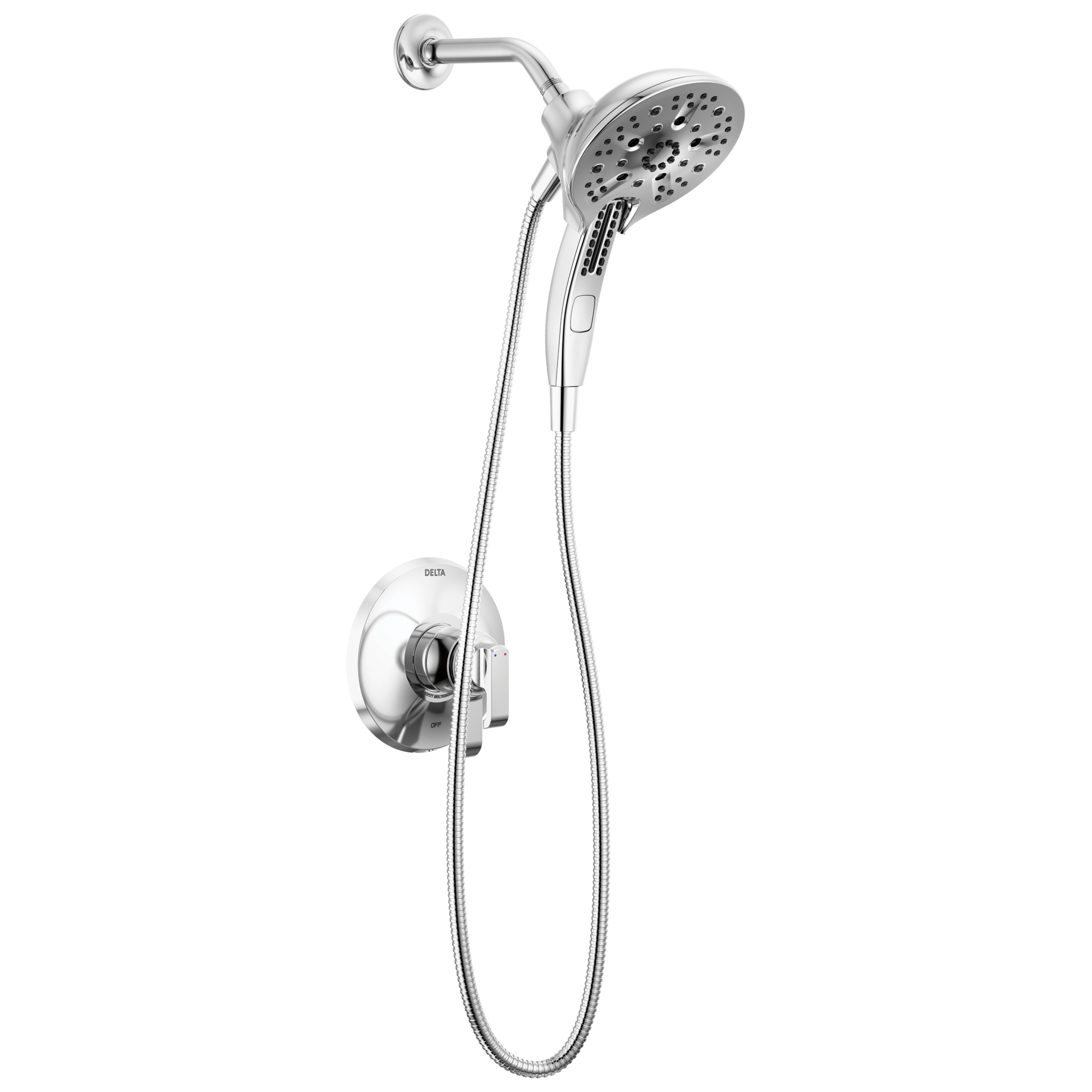 Delta T17289-PR Tetra Lumicoat Chrome 2-handle Multi-function 5-Inches Round Shower Faucet