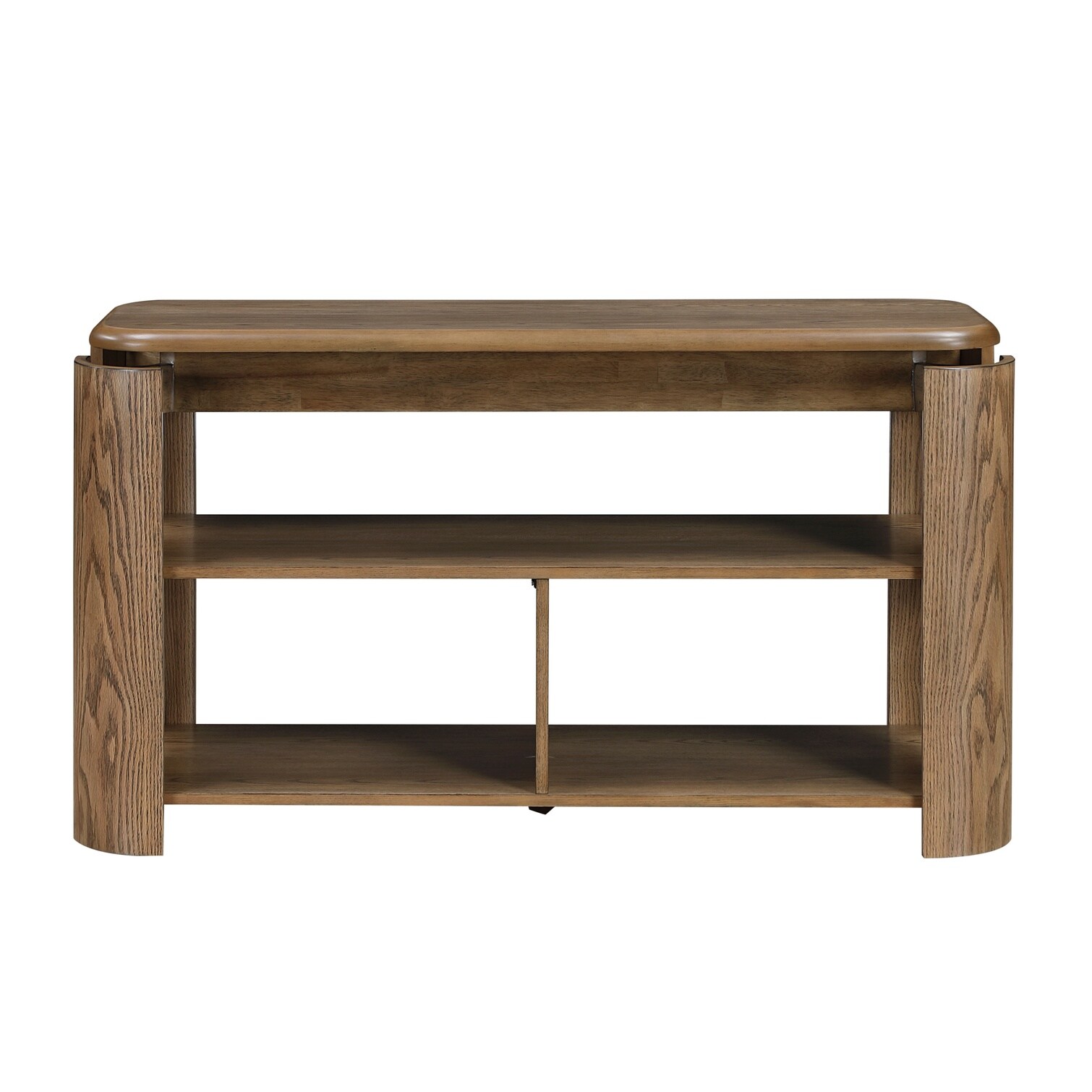FlowLuxe Modern Wood Sofa Table with Open Shelving Warm Brown Finish 52 ...