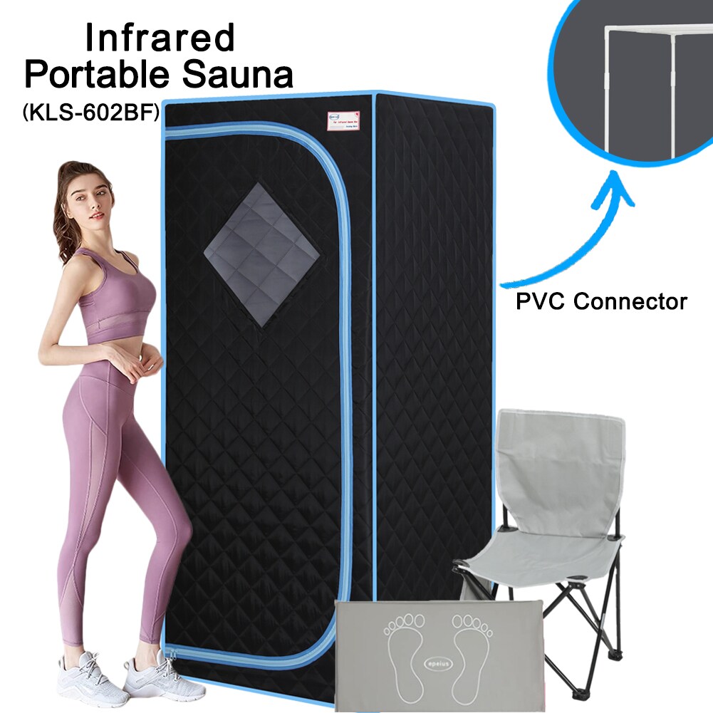 Vynxaria 66.5-in H x 29.1-in W x 29.1-in D Polyester Portable Infrared Sauna Tent with Heated Foot Pad, Controller, Folding Chair Black