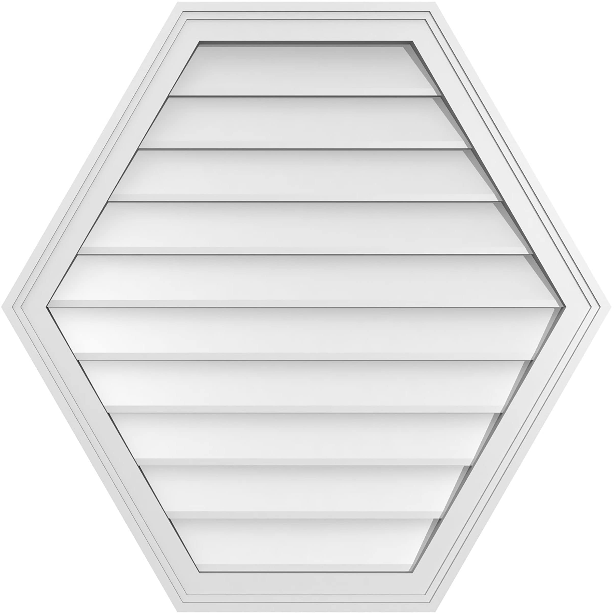 Ekena Millwork GVPHP32X3202SN 32-Inches x 32-Inches Off-white Peaked PVC Gable Louver Vent