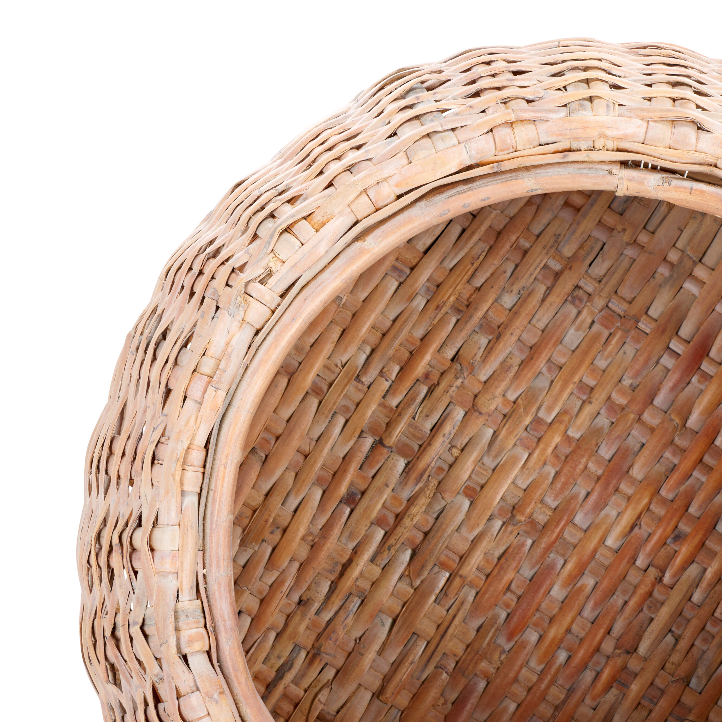 Natural White Wash Wood and Rattan Round Coffee Table