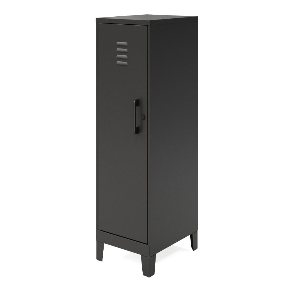 Black 42.5" High Metal Storage Locker Cabinet with 3 Shelves