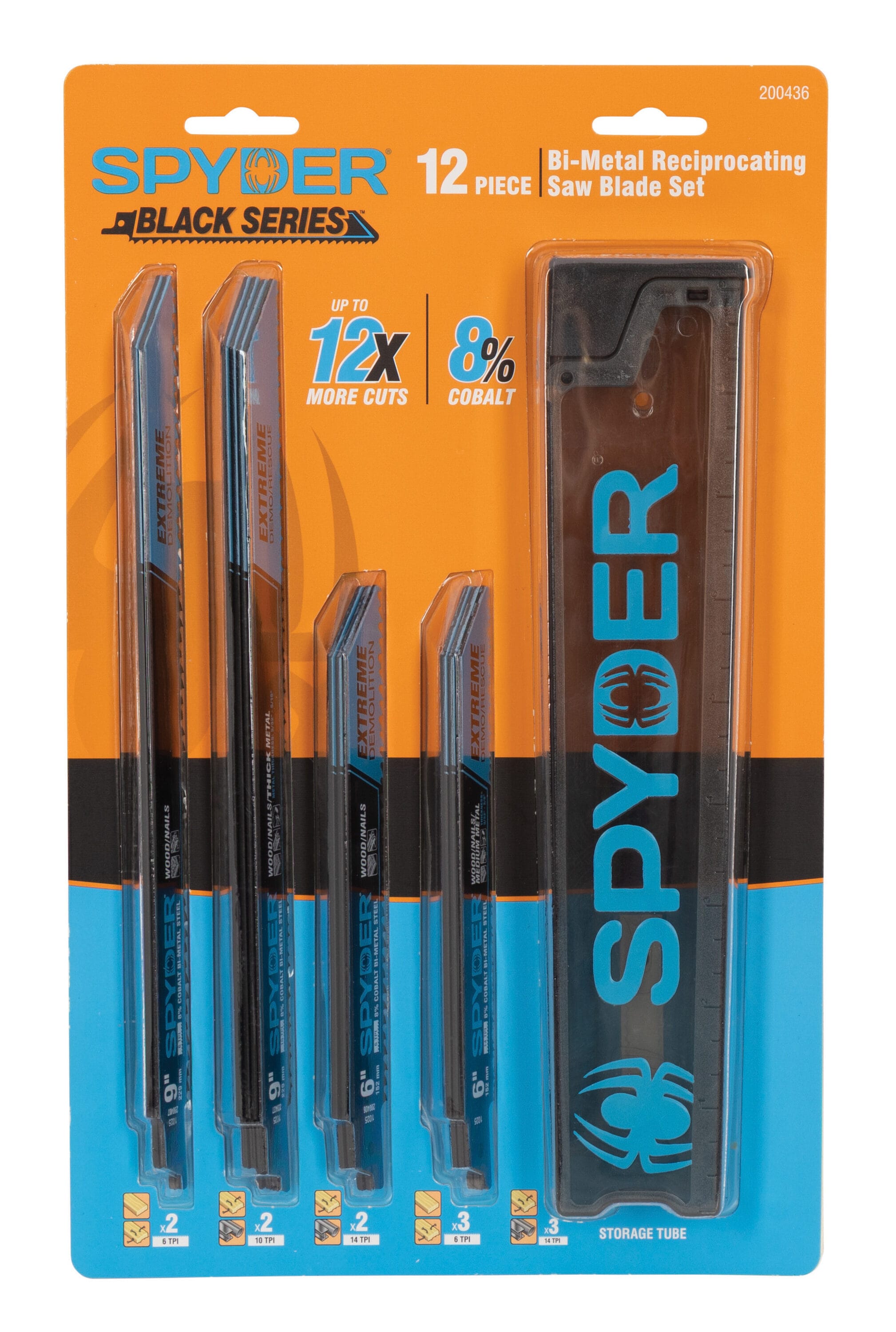 Spyder Black Series Bi-metal Demolition Demolition Reciprocating Saw Blade Set 12 -Pack