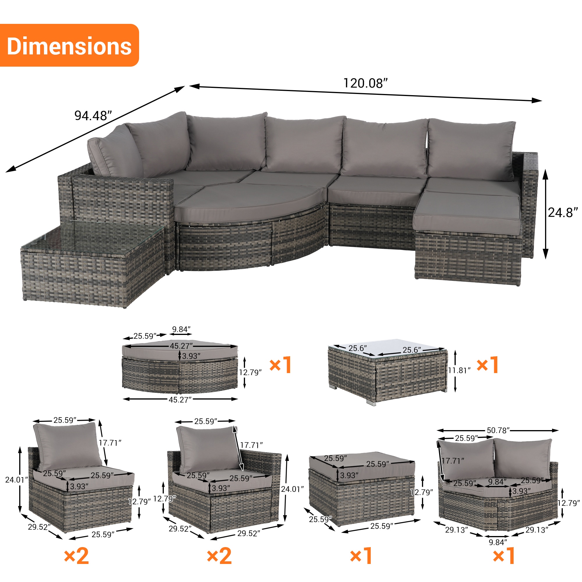SINOFURN SYA020349BG Patio-Sofas-Daybeds - View #4