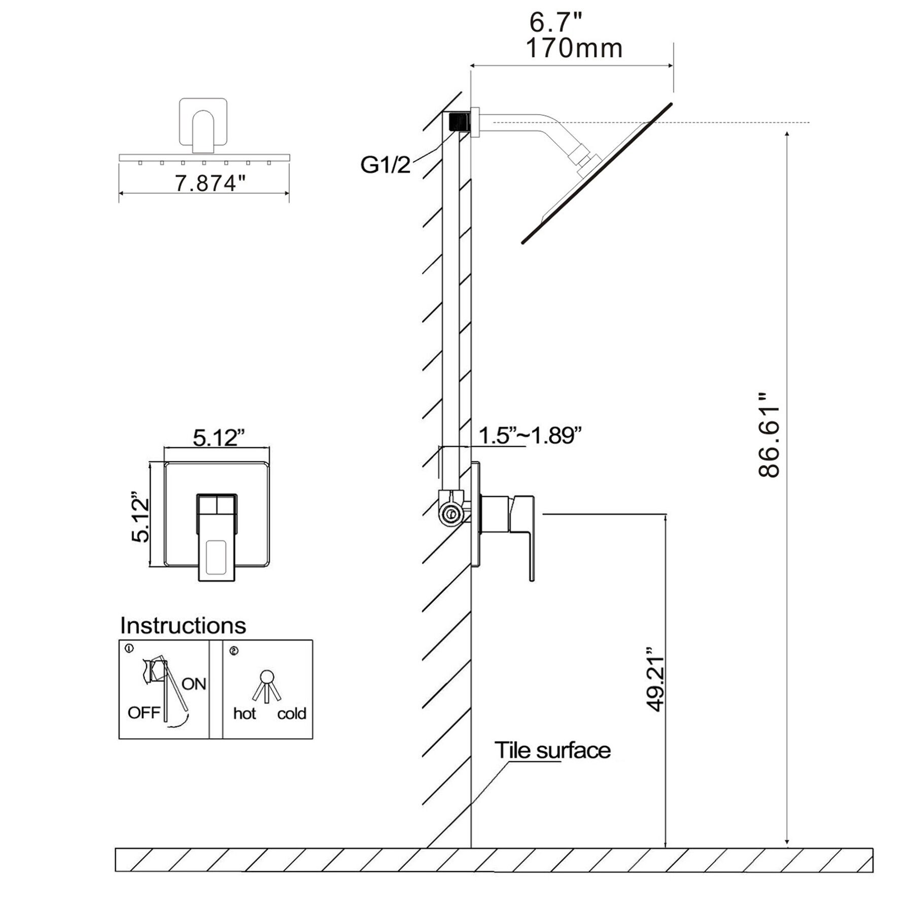WELLFOR GAS0011 Tub-Shower-Faucets - View #4
