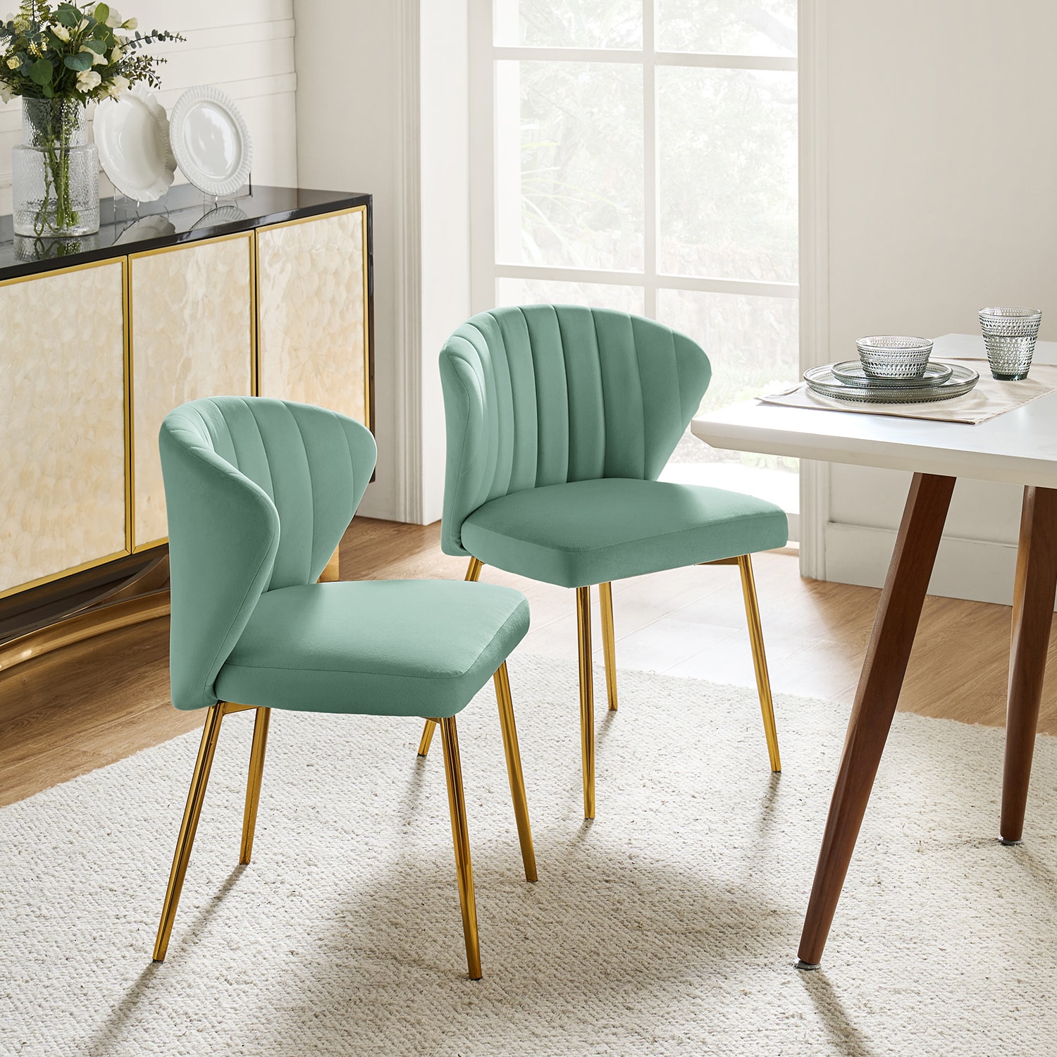 14 Karat Home - 24-in W Casual SAGE Velvet Accent Chair