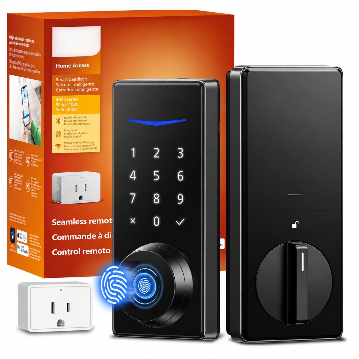 AOIZGMY  WiFi Smart Door Lock Keyless Entry with Fingerprint ID Auto Lock Keypad Deadbolt with WiFi Bridge Adaptor Matte Black