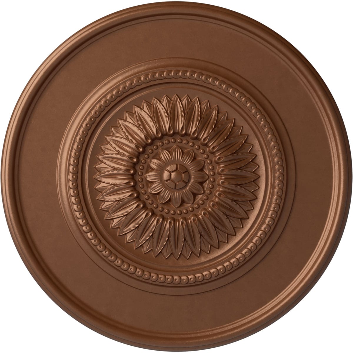 Ekena Millwork CM41FLPOS Large Floral 41.125-in W x 41.125-in L Painted Polished Copper Polyurethane Whole Ceiling Medallion