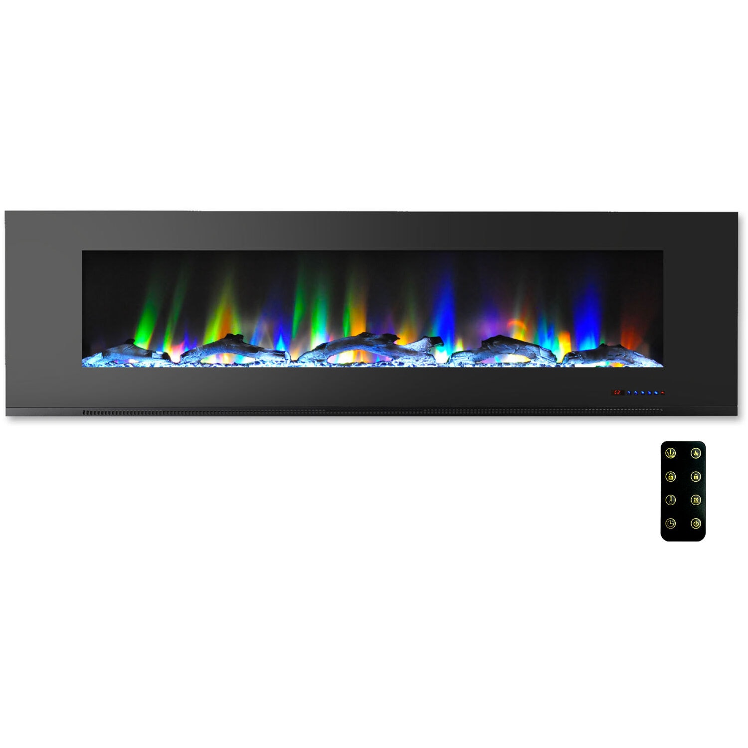 Cambridge CAM72WMEF-2BLK 72-Inches W Black Wall mount Fan-forced Wall-mount Electric Fireplace with Remote Control Included