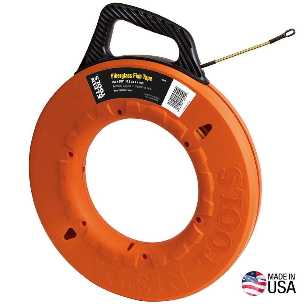 Klein Tools 56014 Fiberglass Fish Tape with Spiral Leader, 200-Foot