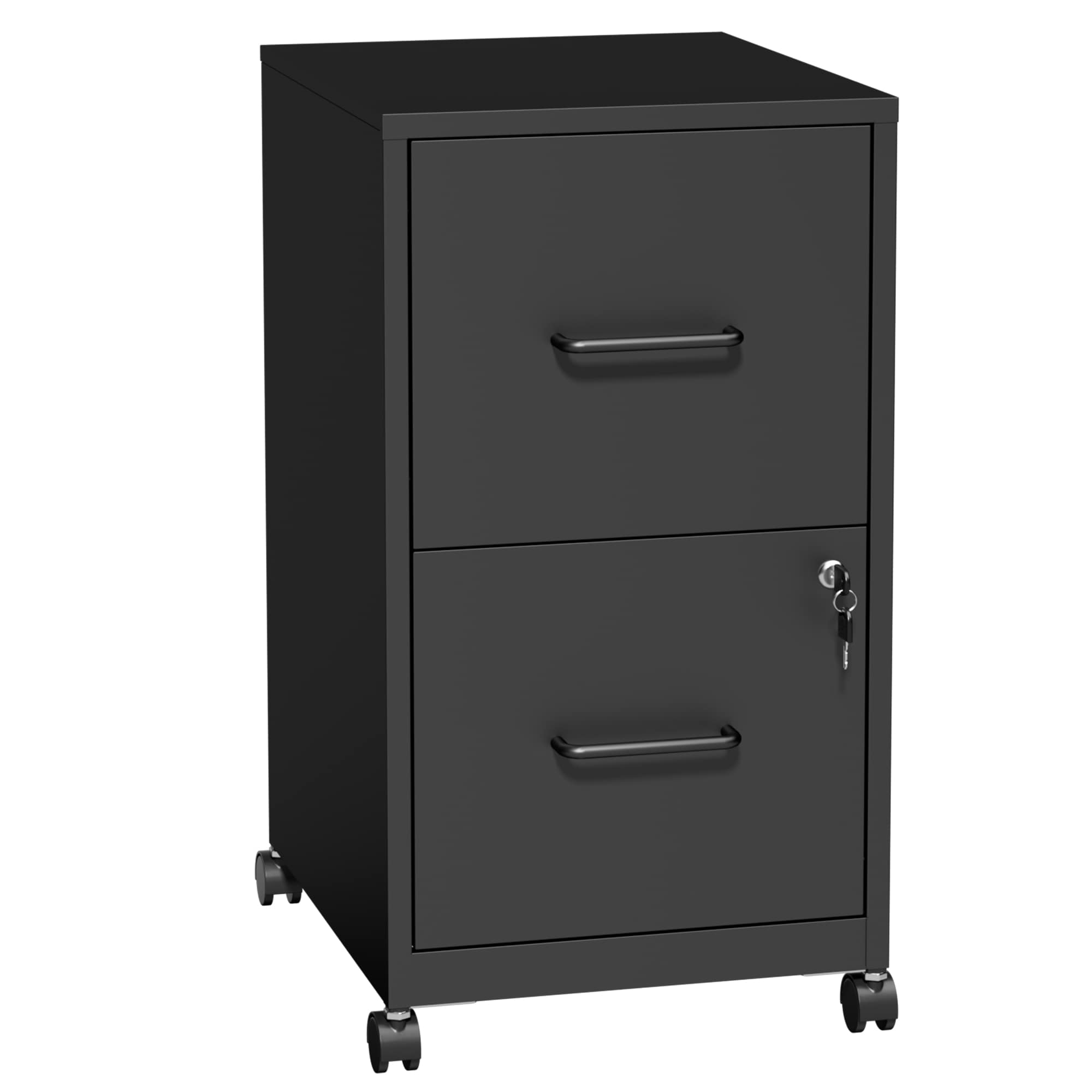 VIYET - 15-in W x 17.7-in D x 25.6-in H 2-Drawer Black Metal Mobile File Cabinet with Lock and Ca...